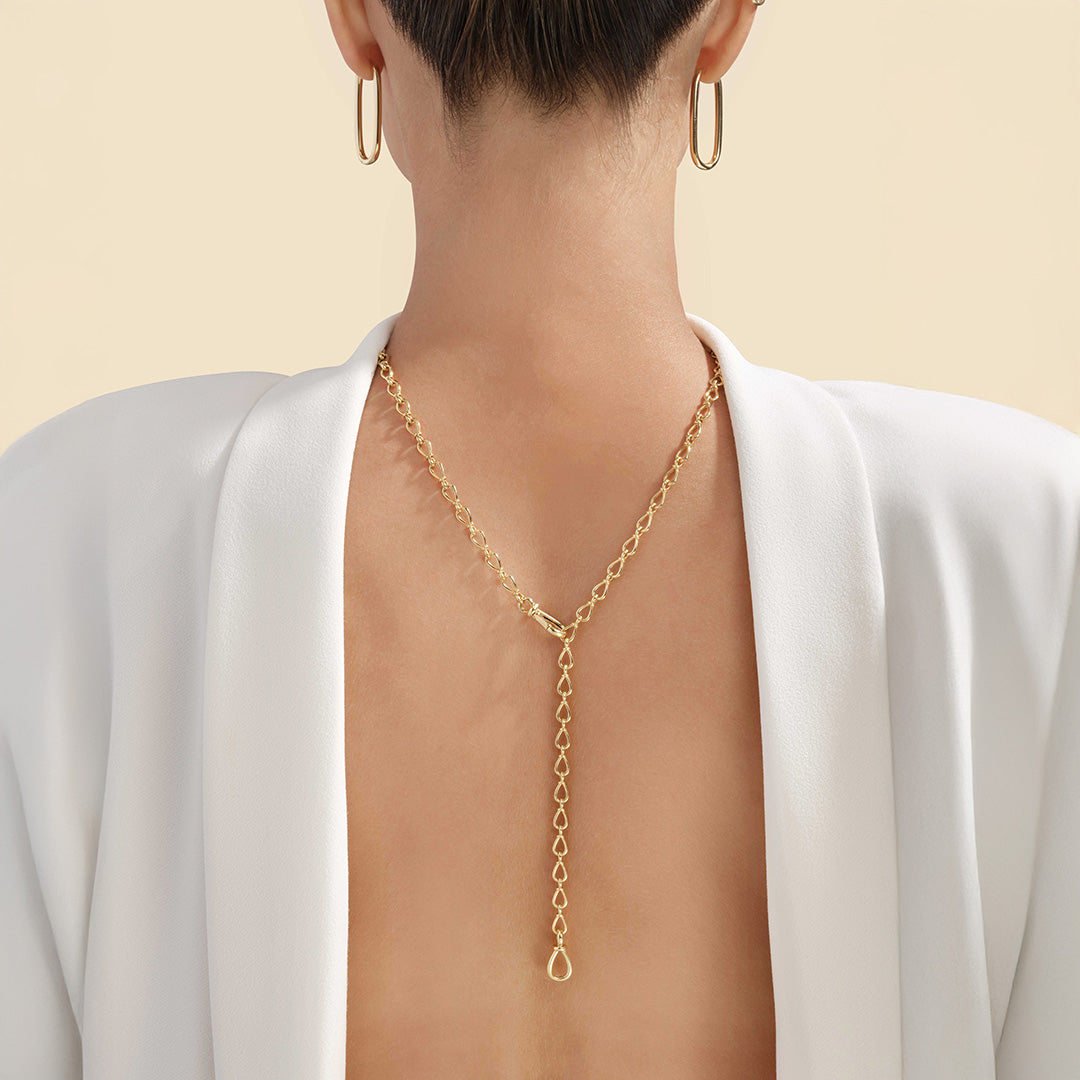 Teardrop Link Lariat Necklace