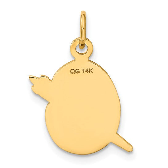 14K gold enamel artist palette charm, detail view