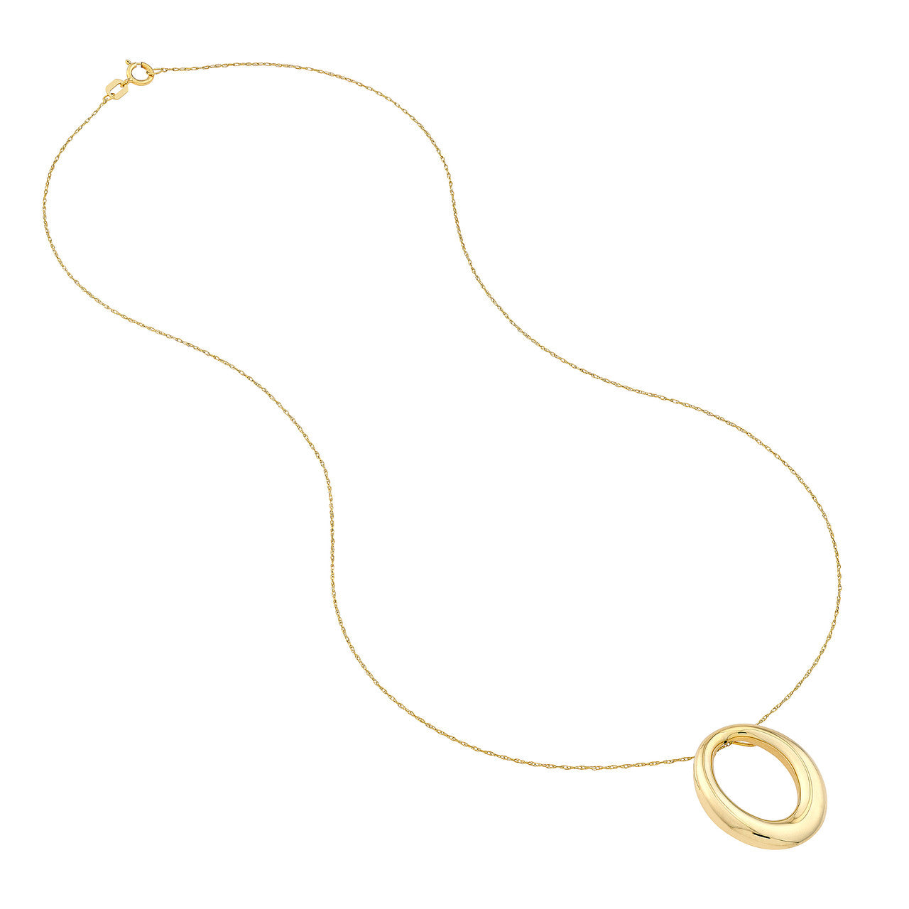 Tapered Puffy Oval Pendant Necklace - VIA Jewelers