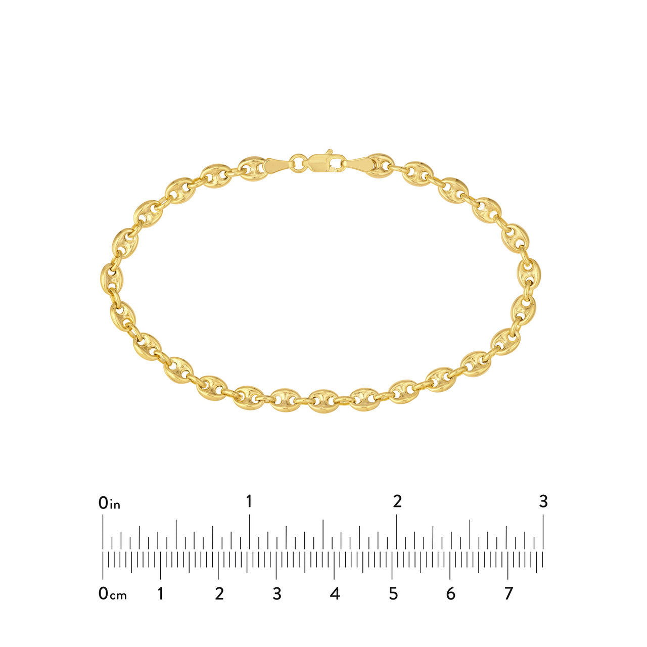 4.5mm 14K gold puff mariner chain bracelet with interlocking domed links