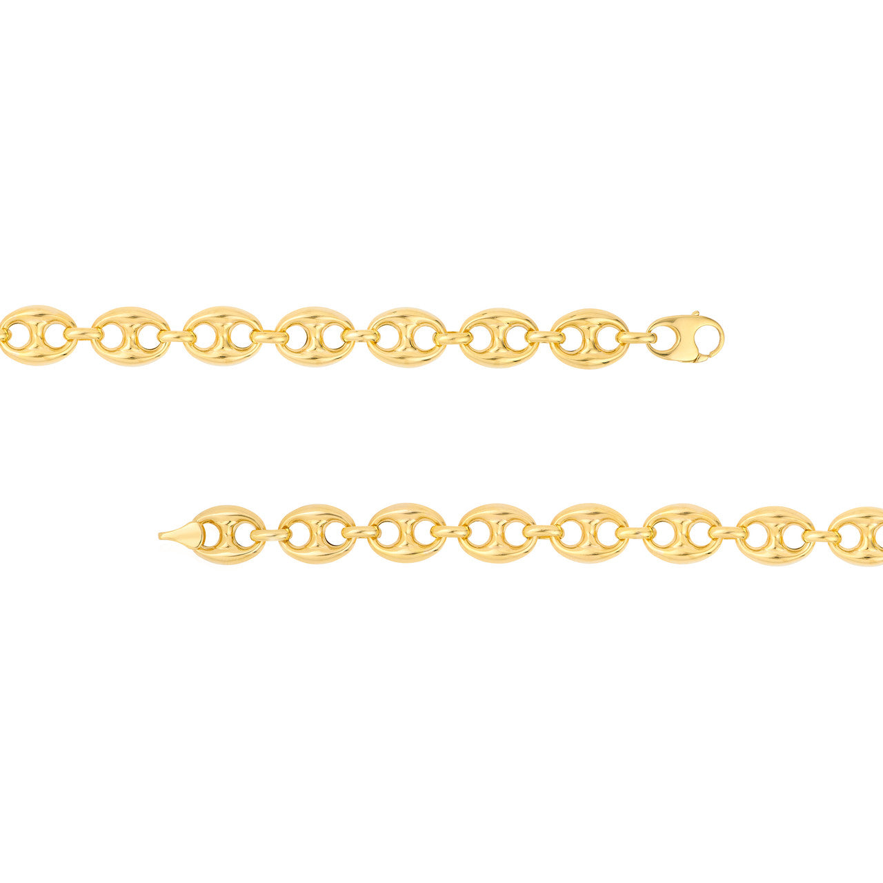 10mm 14K gold puff mariner chain bracelet with polished domed links
