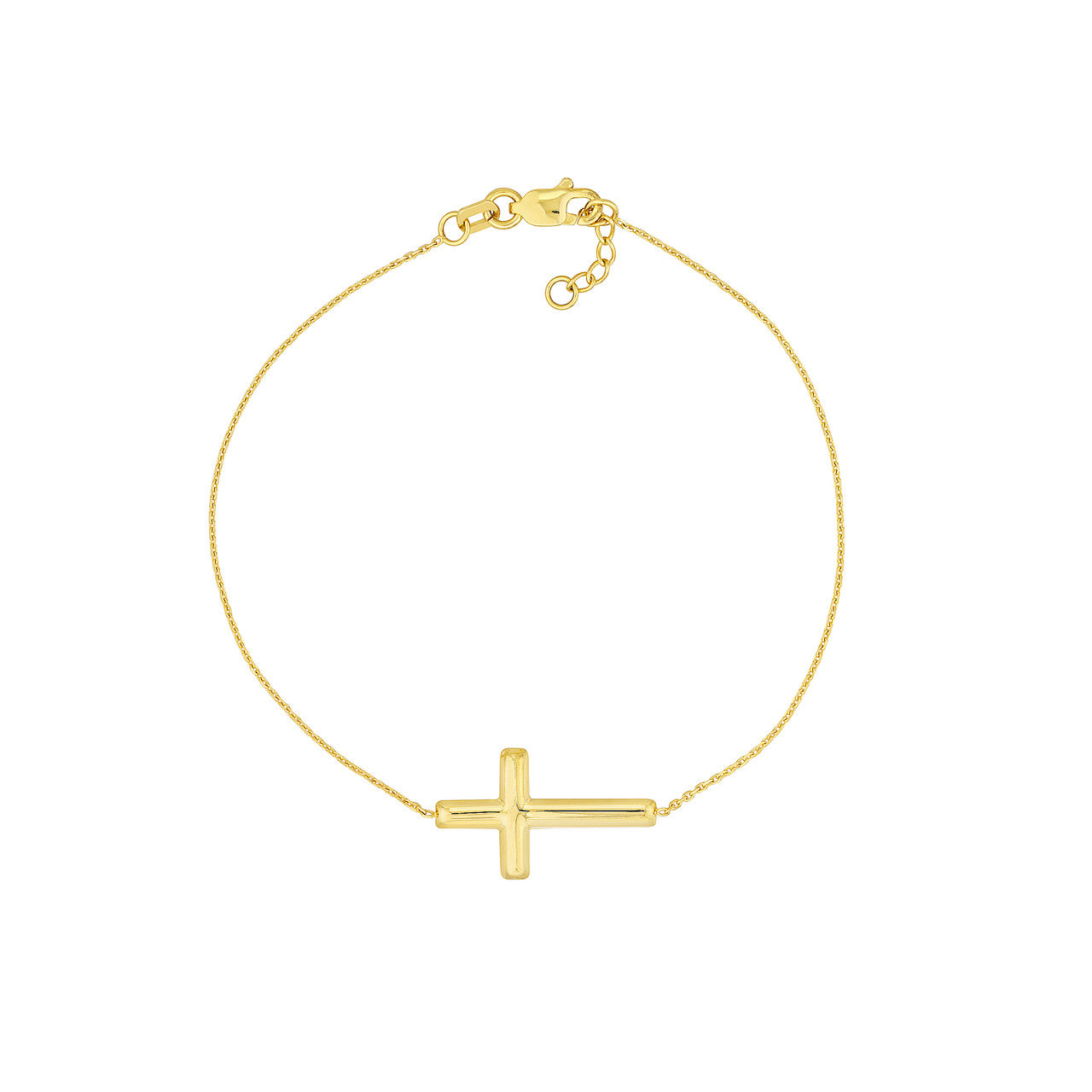 Sideways Cross Adjustable Bracelet - 7.50", Yellow 8