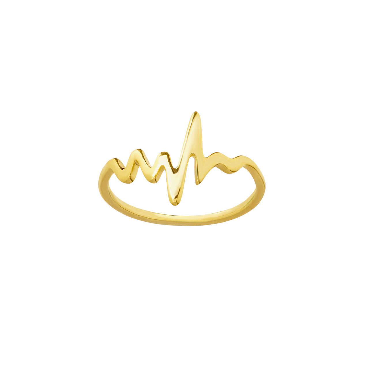 My Store Heartbeat Ring featuring a sleek design with a heartbeat waveform detail in polished metal.