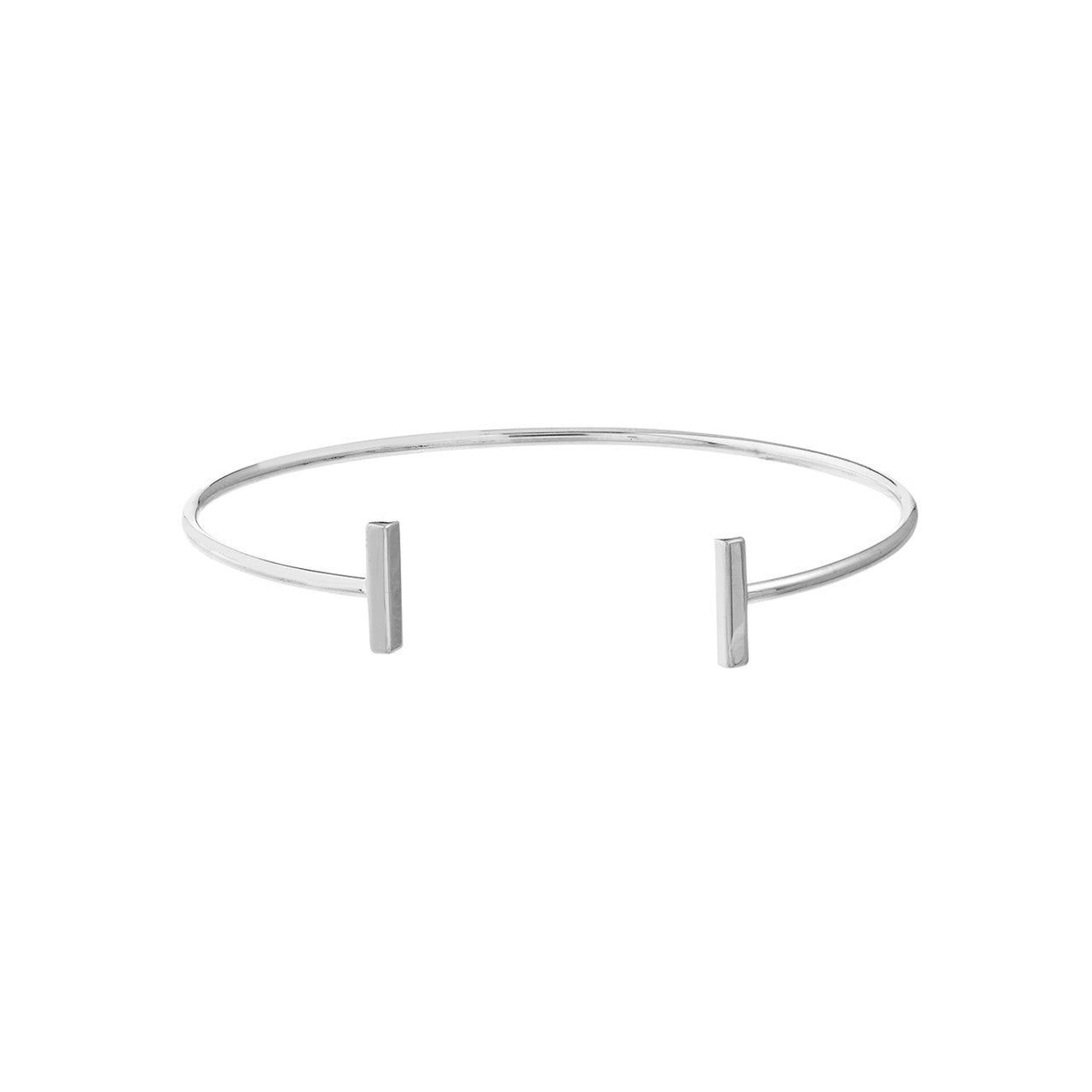 Staple Bar Cuff Bangle - white Gold