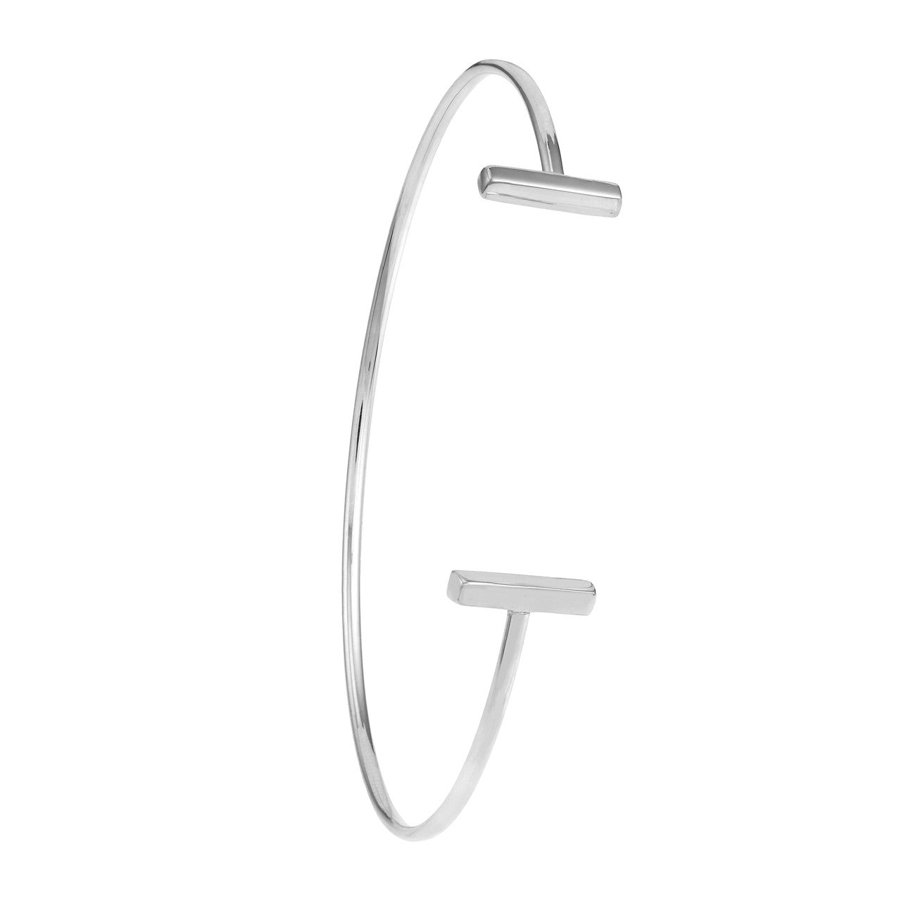 Staple Bar Cuff Bangle - white Gold 2