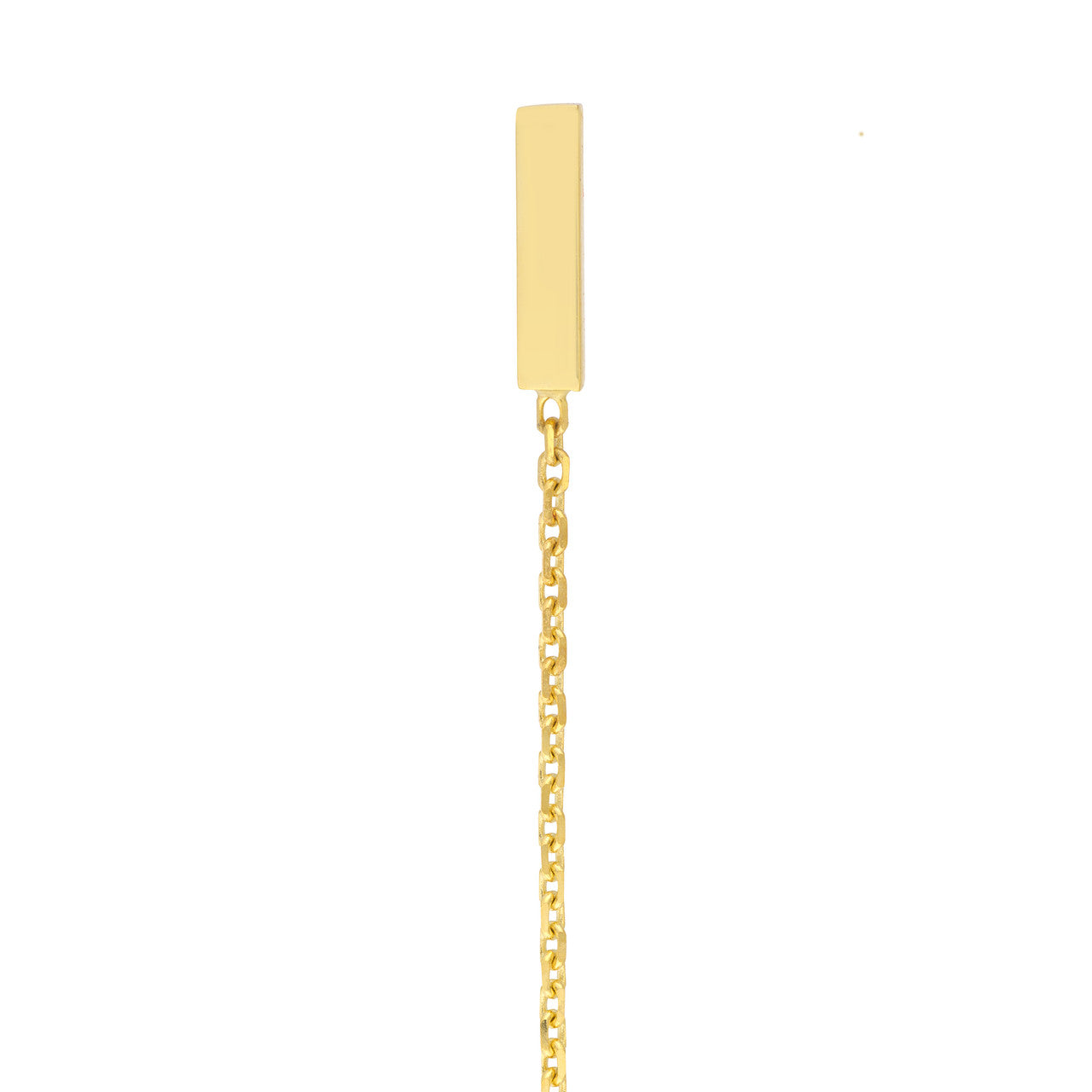 Front to back staple bar drop chain earrings in silver by My Store, featuring a sleek design and elegant movement.