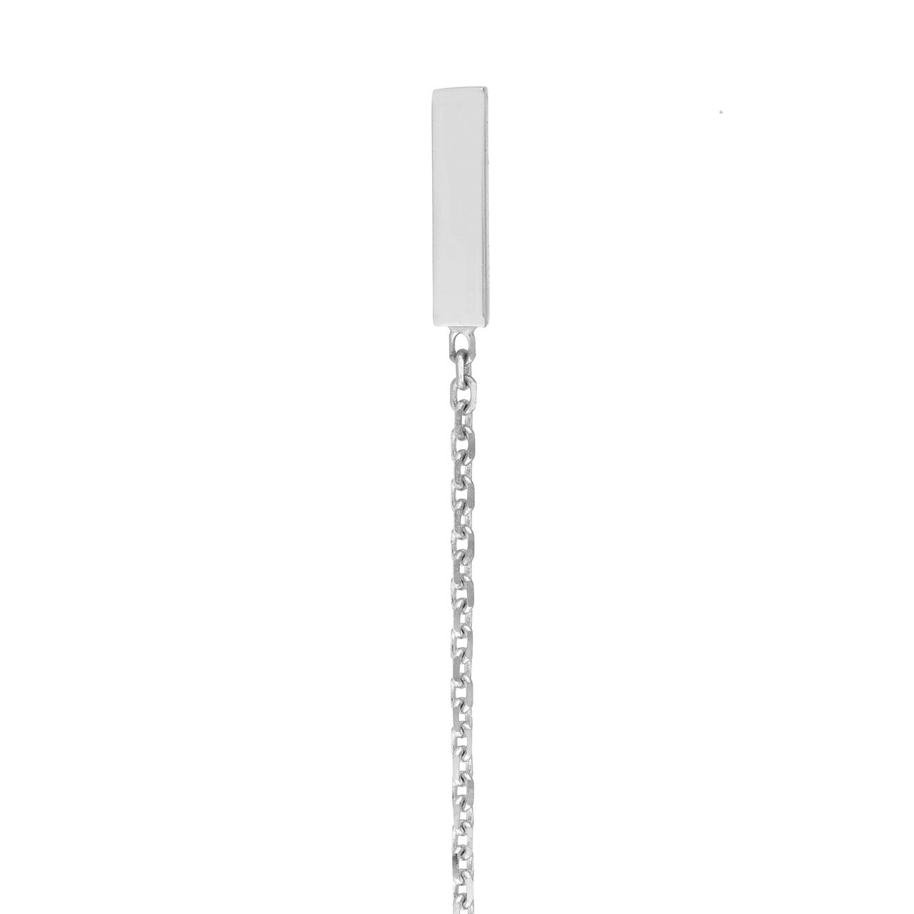 Front to back staple bar drop chain earrings by My Store, featuring sleek metal design and elegant cascading chains.