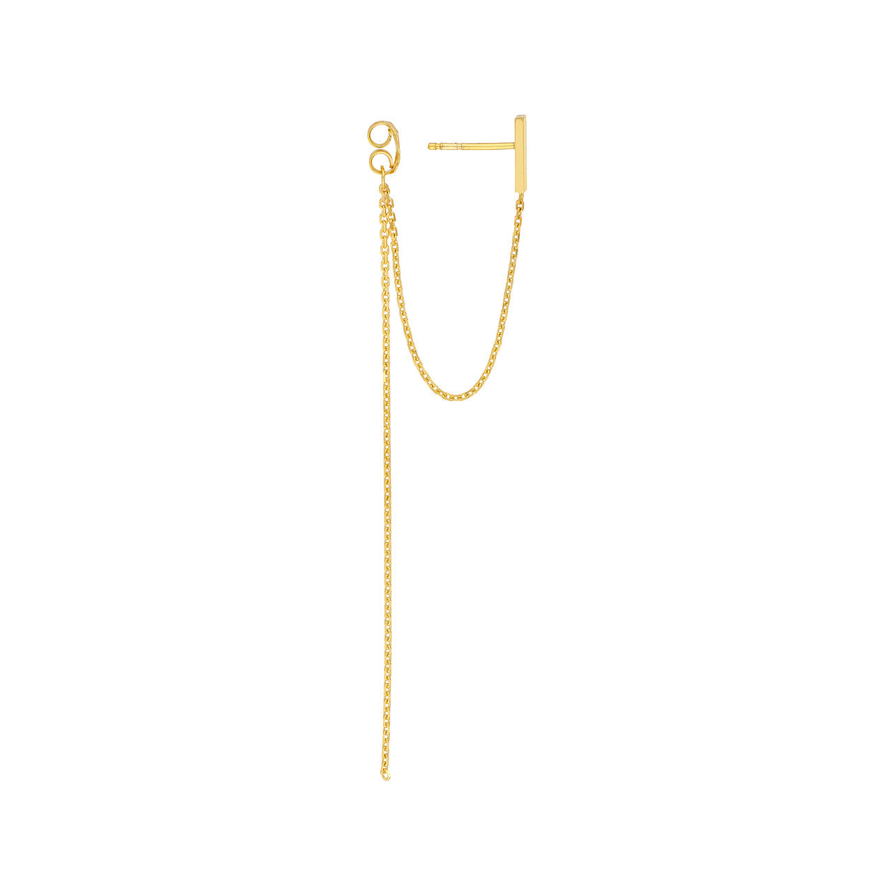 Front to Back Staple Bar Drop Chain Earrings by My Store with sleek design and elegant chain detail.