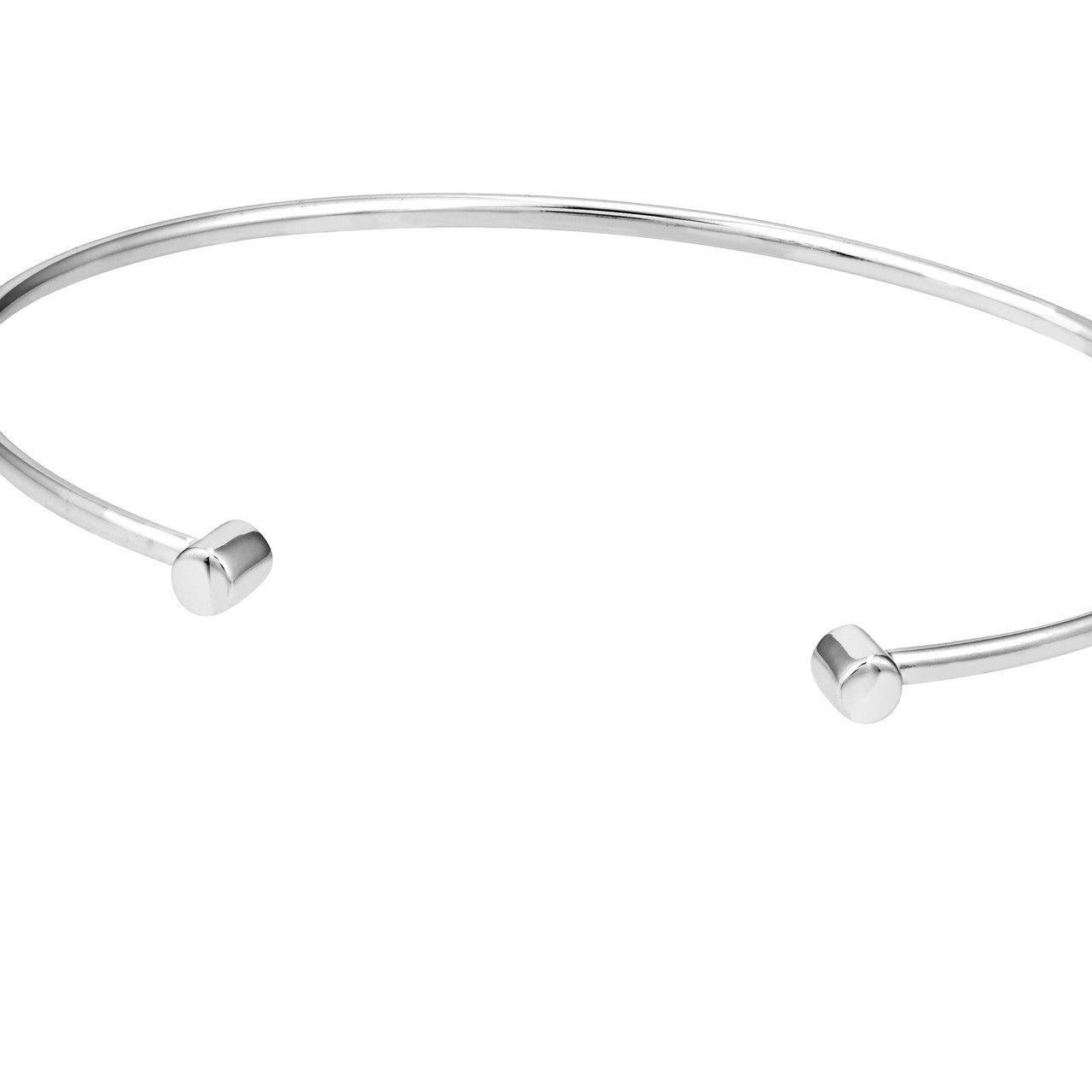 14K white gold Aphrodite cuff bangle with rounded ends