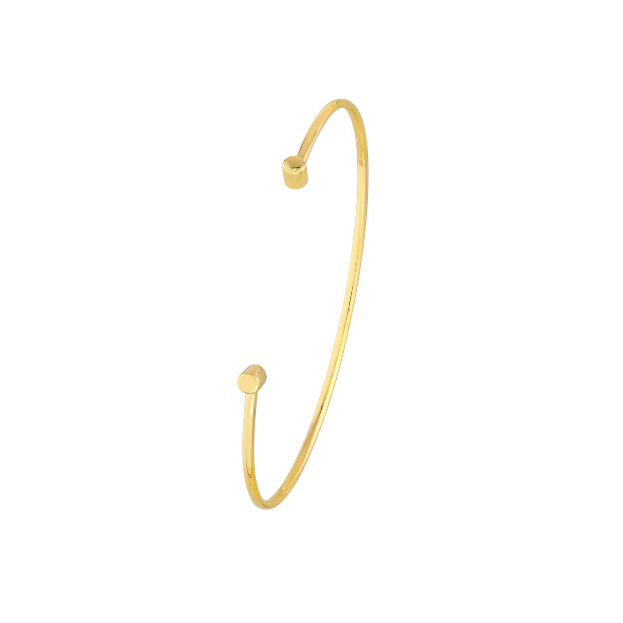 14K yellow gold Aphrodite cuff bangle shown on the wrist