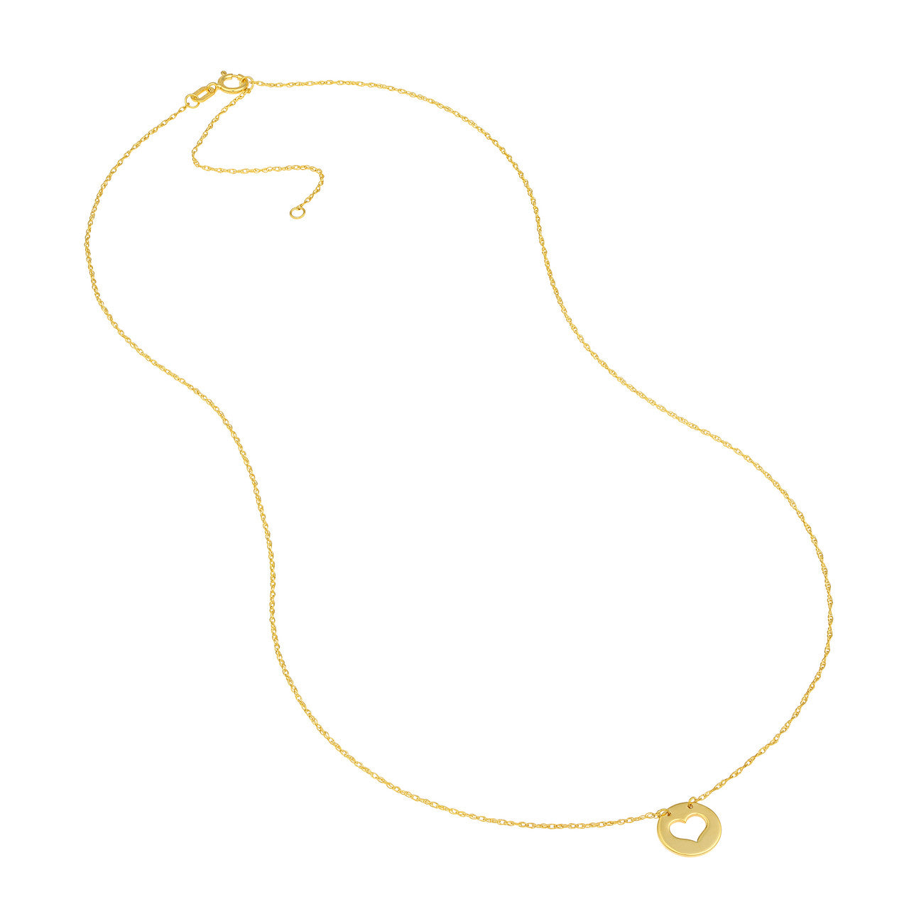 14K gold cutout heart mini disc necklace, additional view