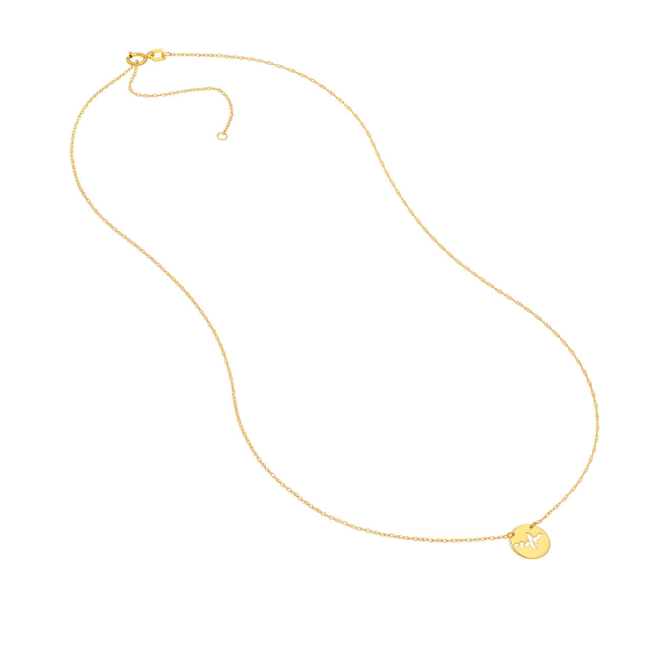 14K gold cutout heartbeat mini disc necklace, alternate view