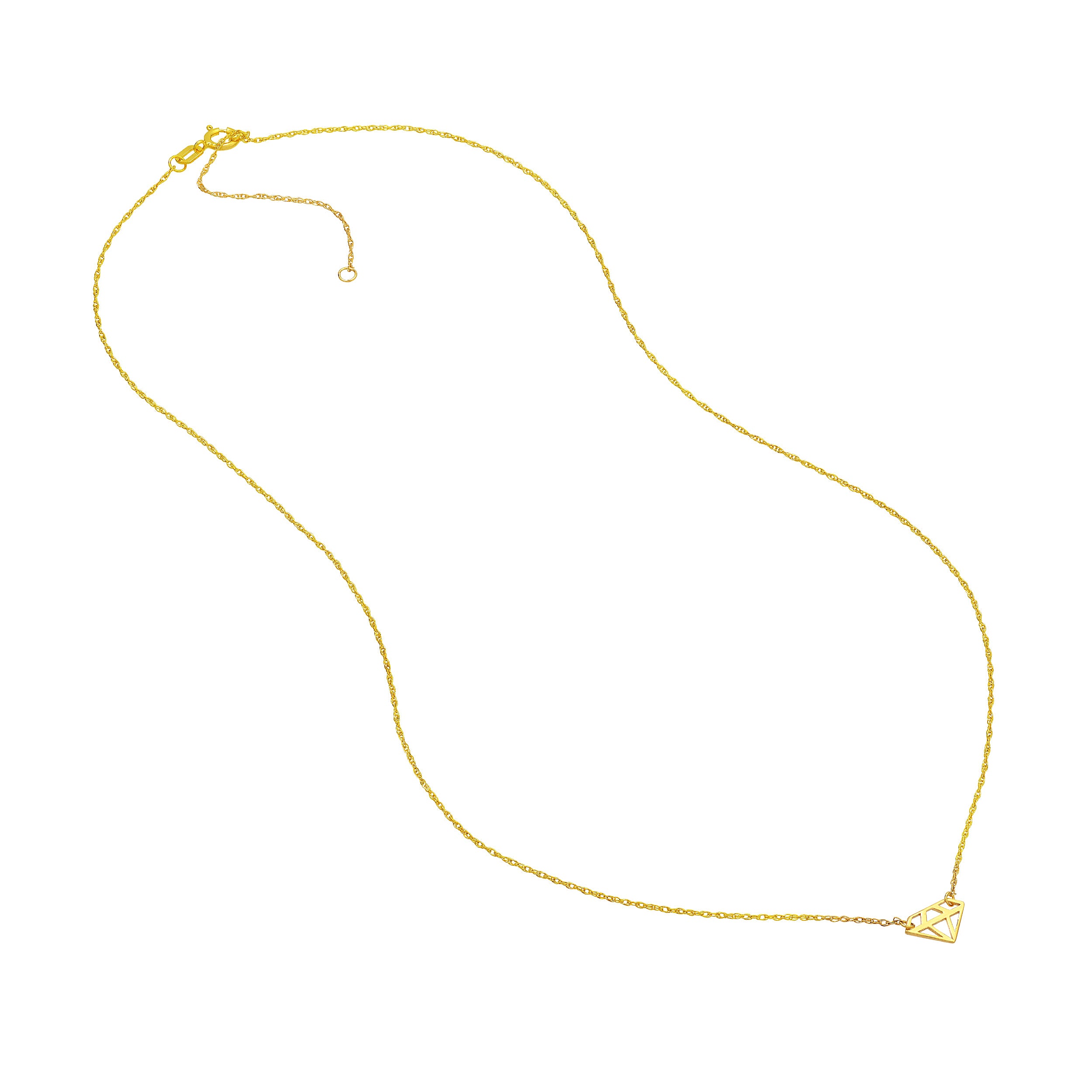 14K gold diamond-shaped adjustable necklace, additional view