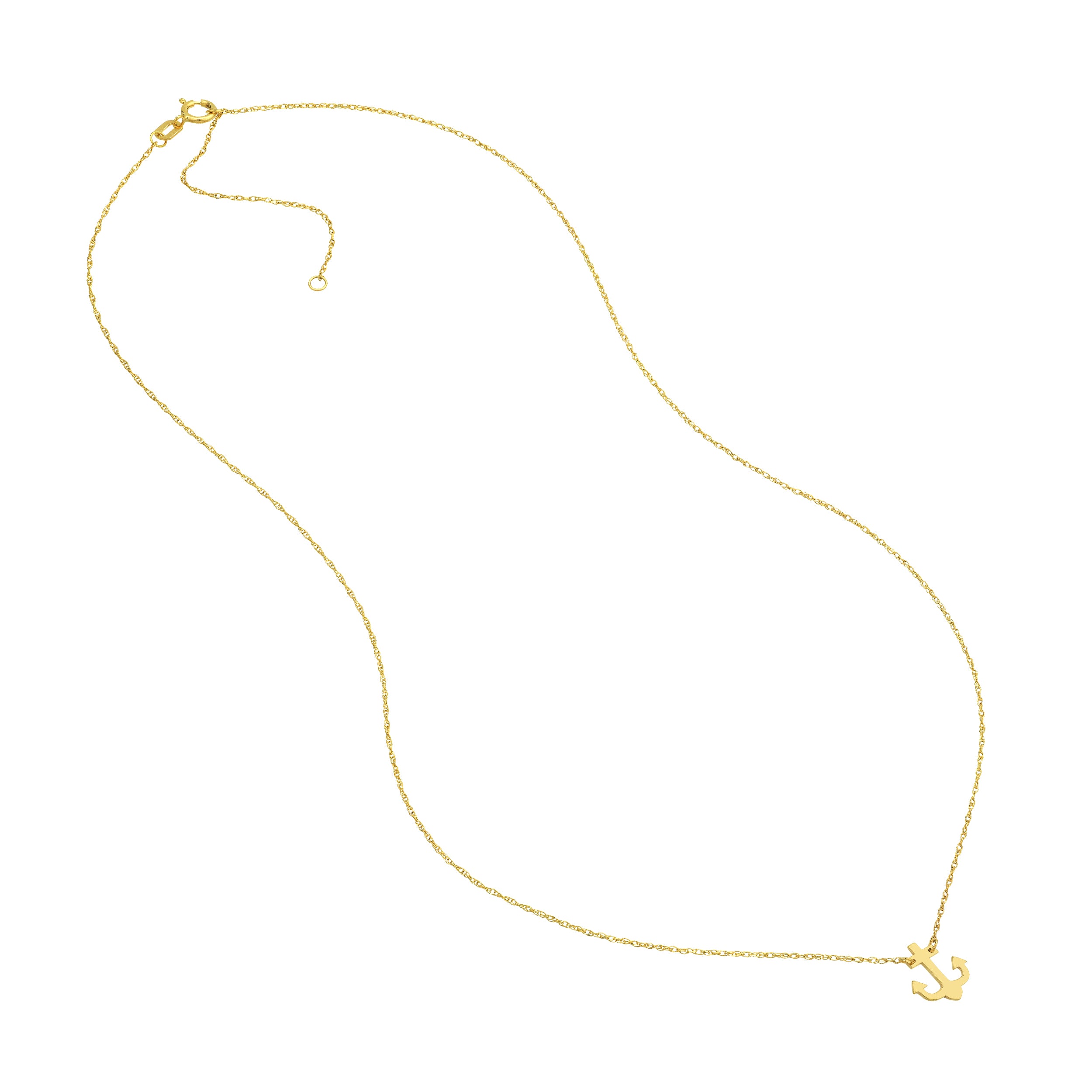 14K gold anchor adjustable necklace, alternate view