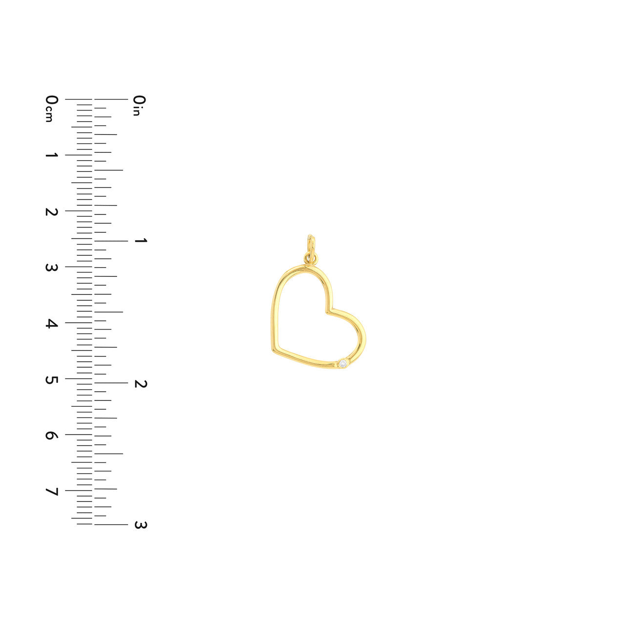 Tilted open heart pendant featuring a 1pt diamond, crafted in a simple and elegant design by My Store.