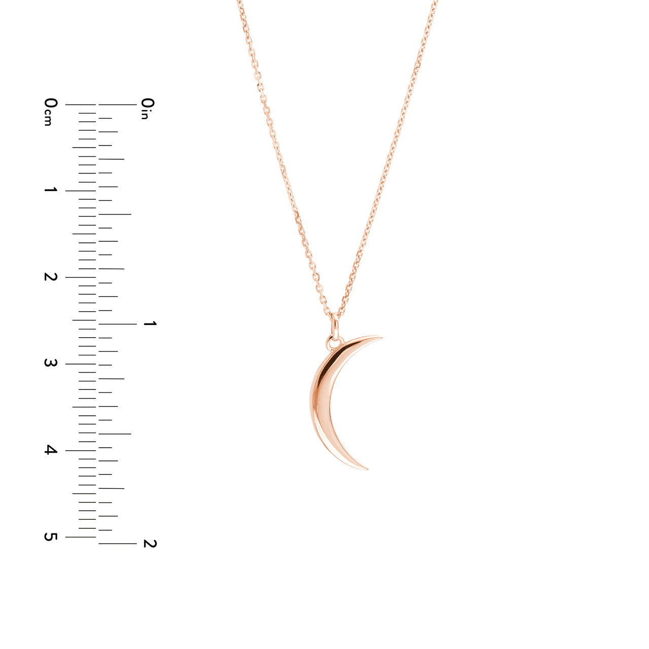 14K gold crescent moon pendant necklace, alternate view