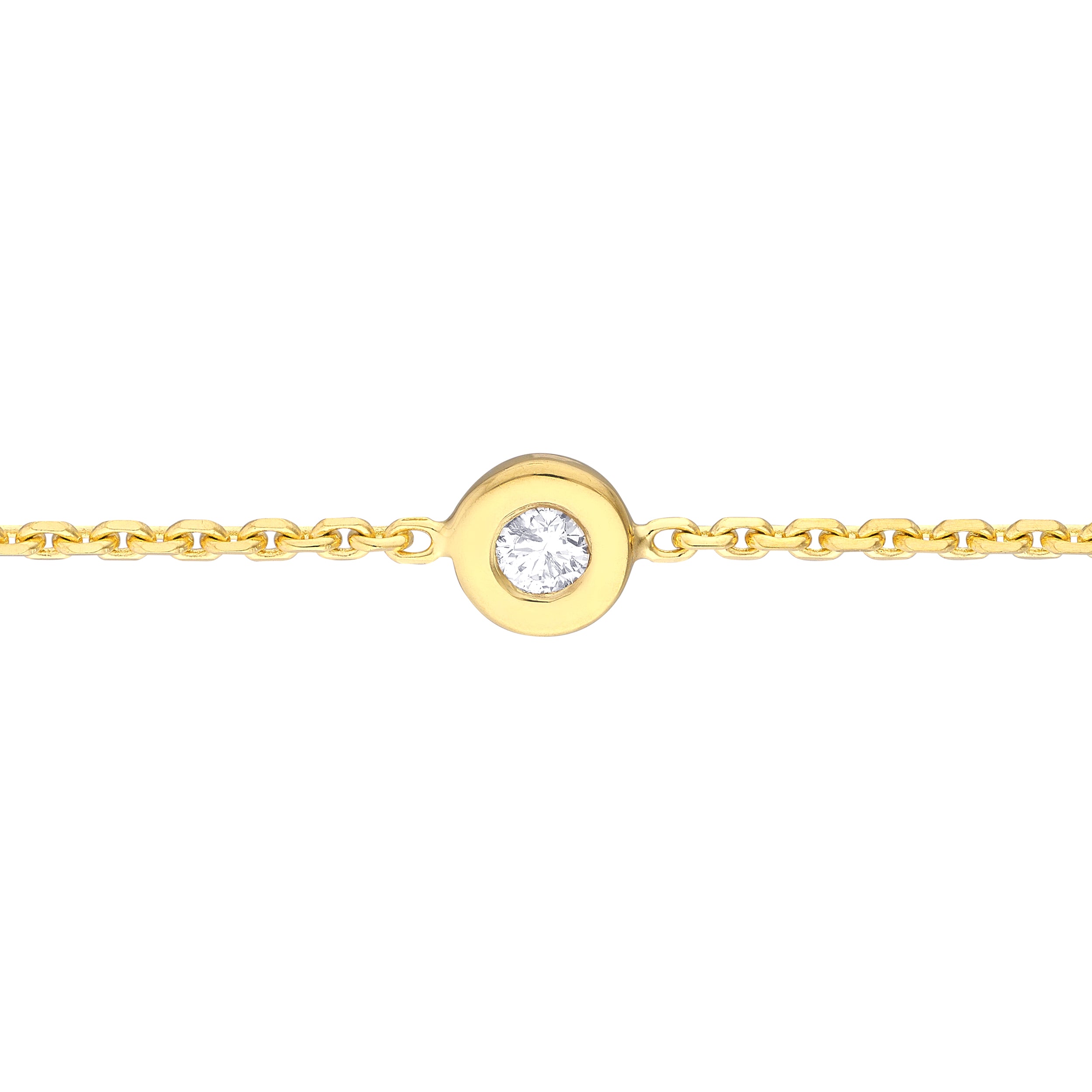 14K gold bezel set diamond choker, detail view