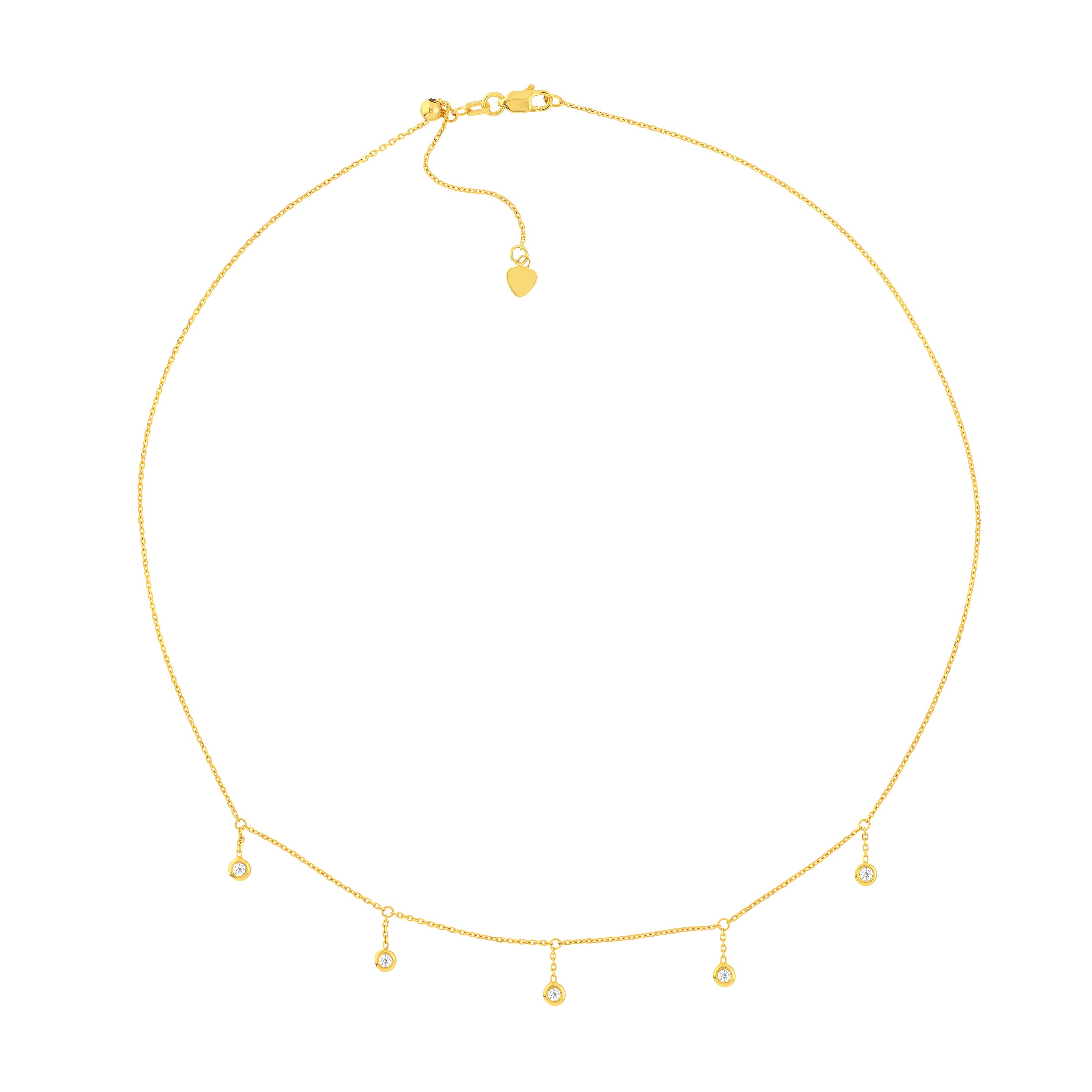 14K gold diamond bezel drop choker