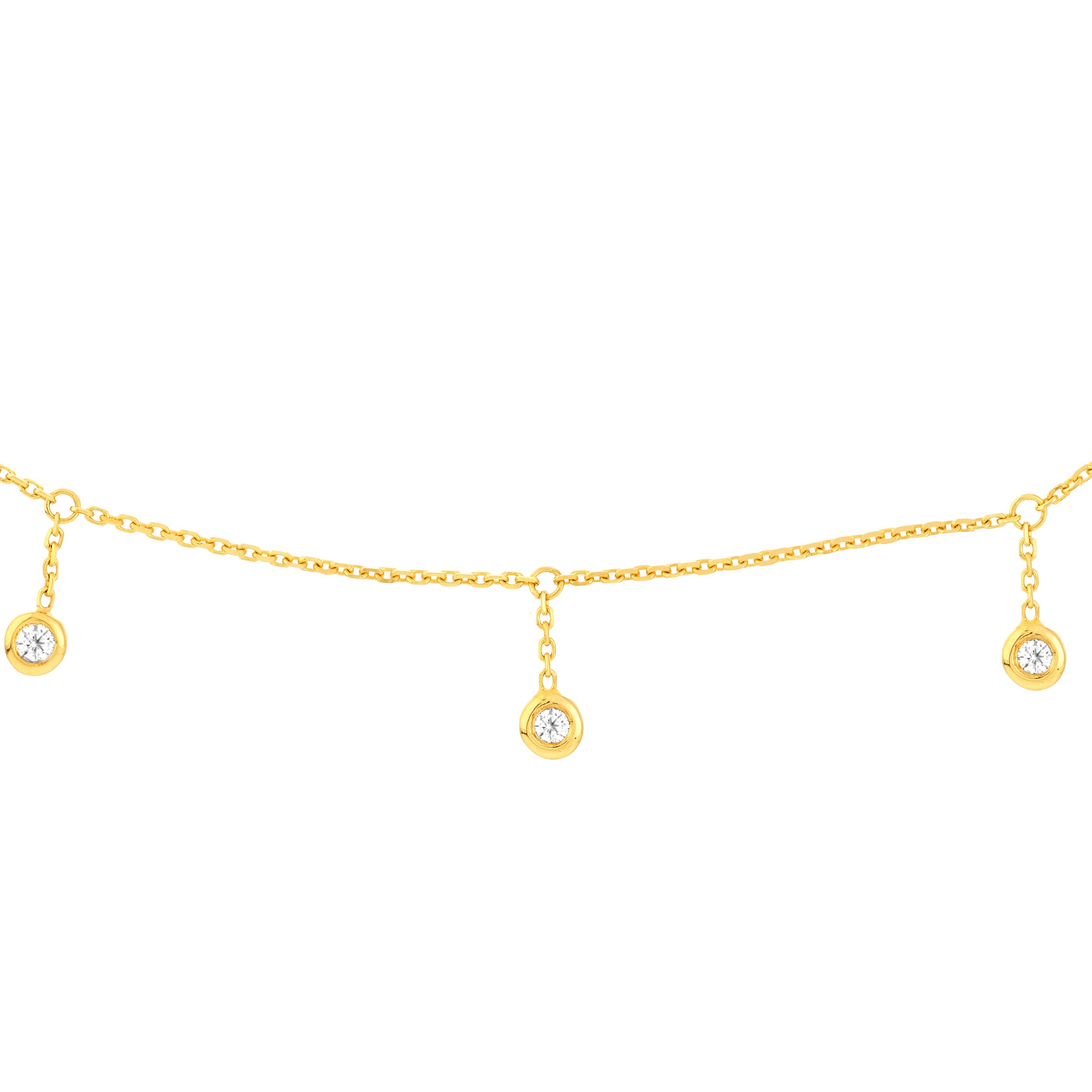 14K gold diamond bezel drop choker, alternate view