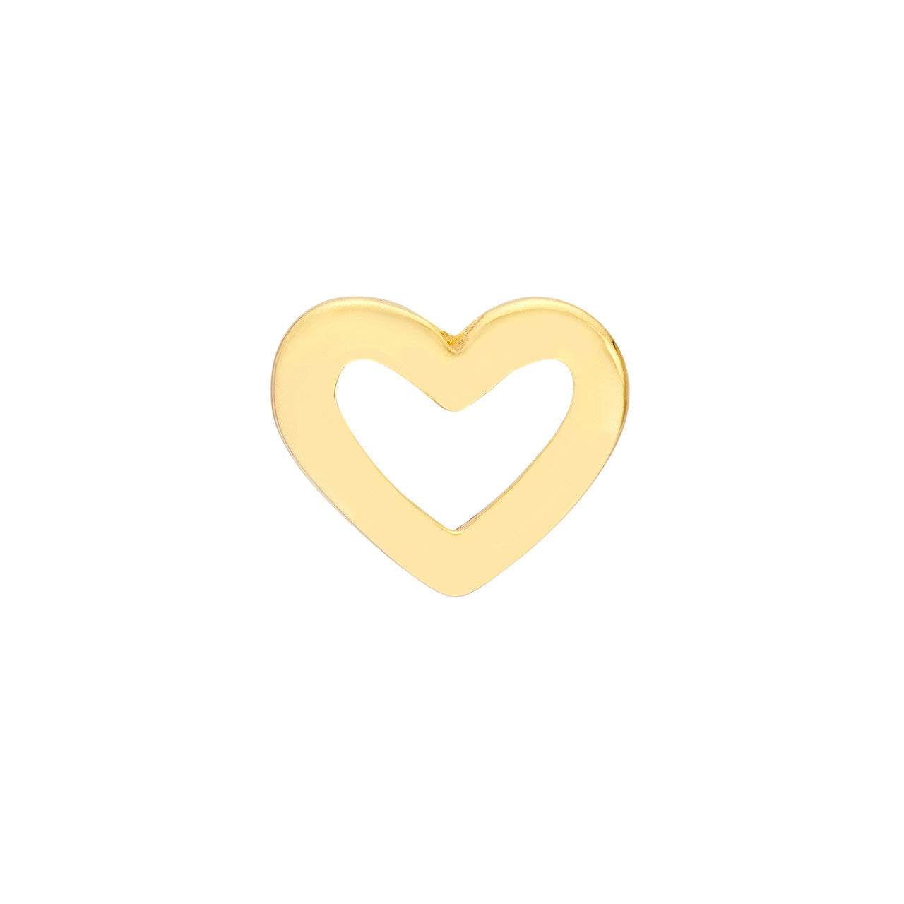 14K gold cutout heart shaped stud earrings, close-up view