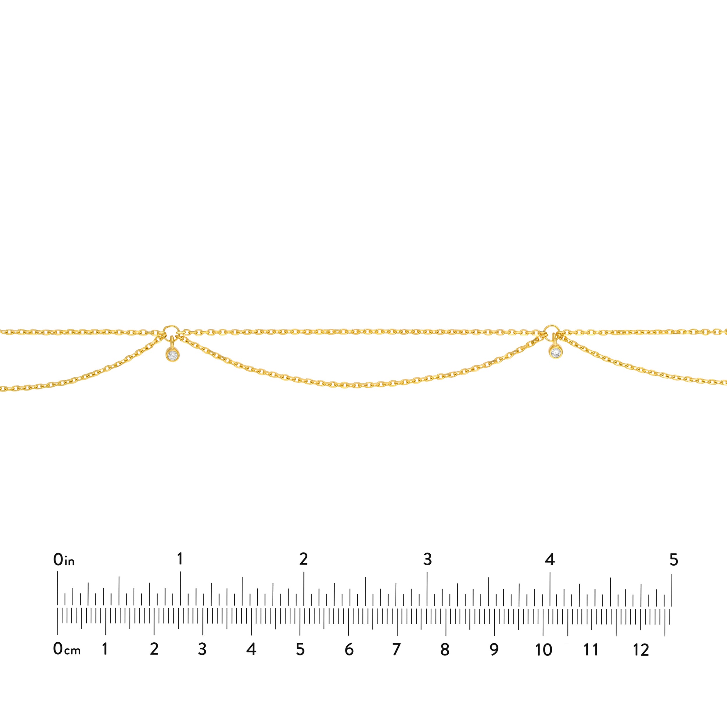 14K gold diamond chain drape choker, close-up of the drape