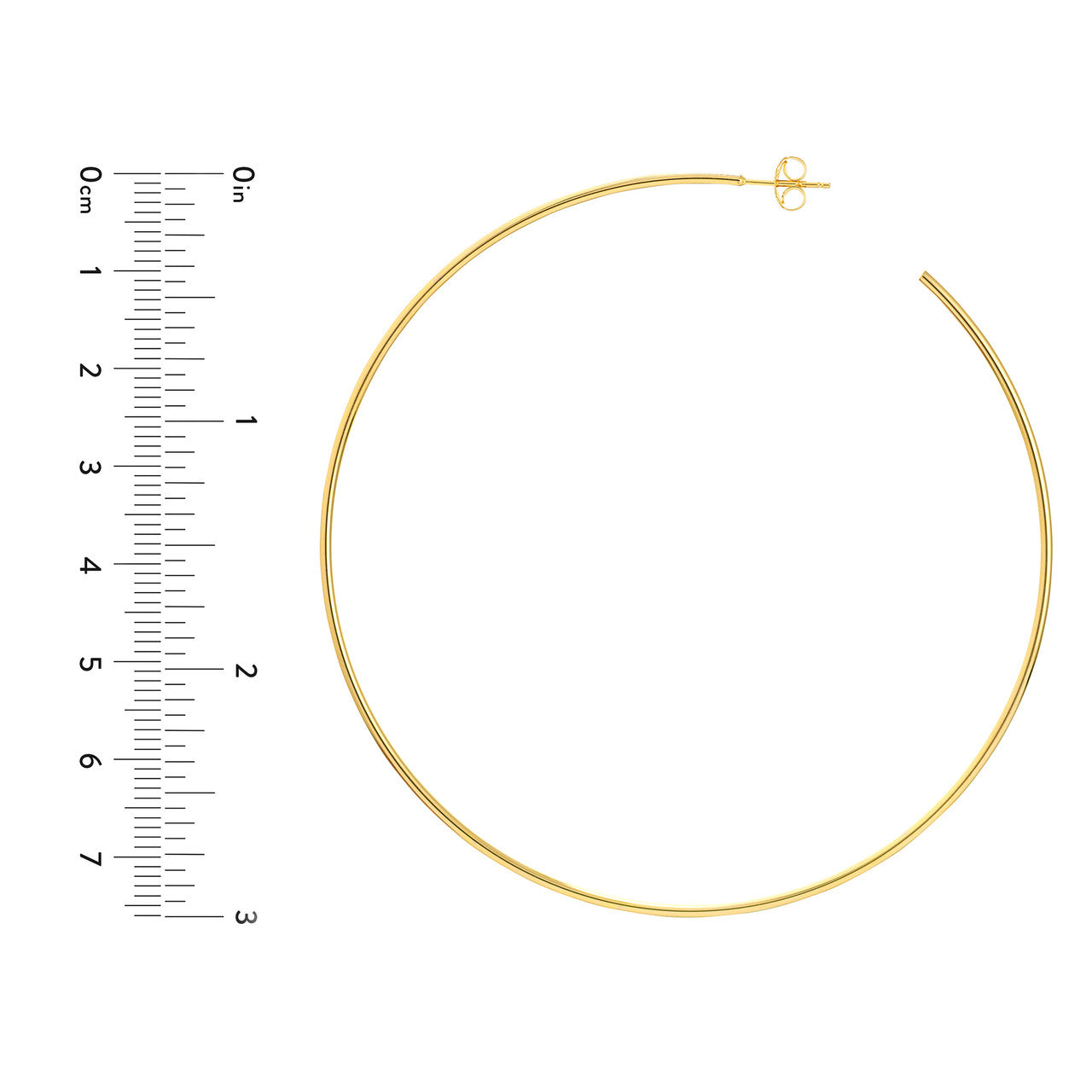 14K gold fine wire hoop post earrings with a shiny finish