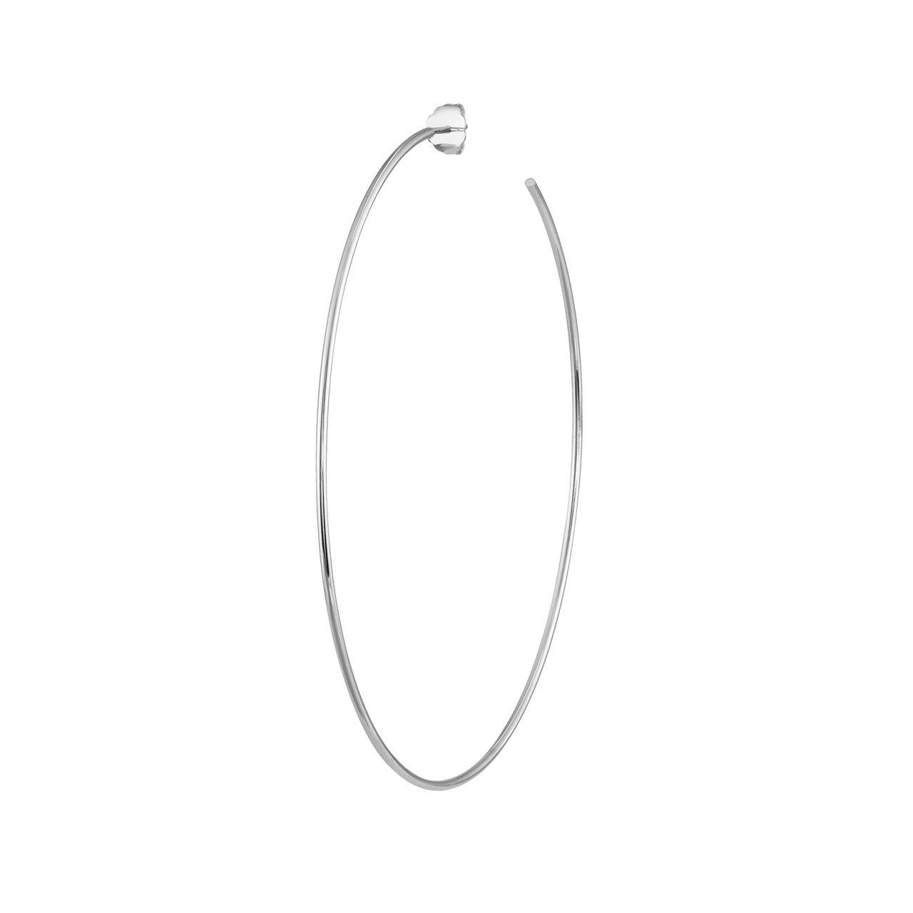 14K gold fine wire hoop post earrings with a polished finish