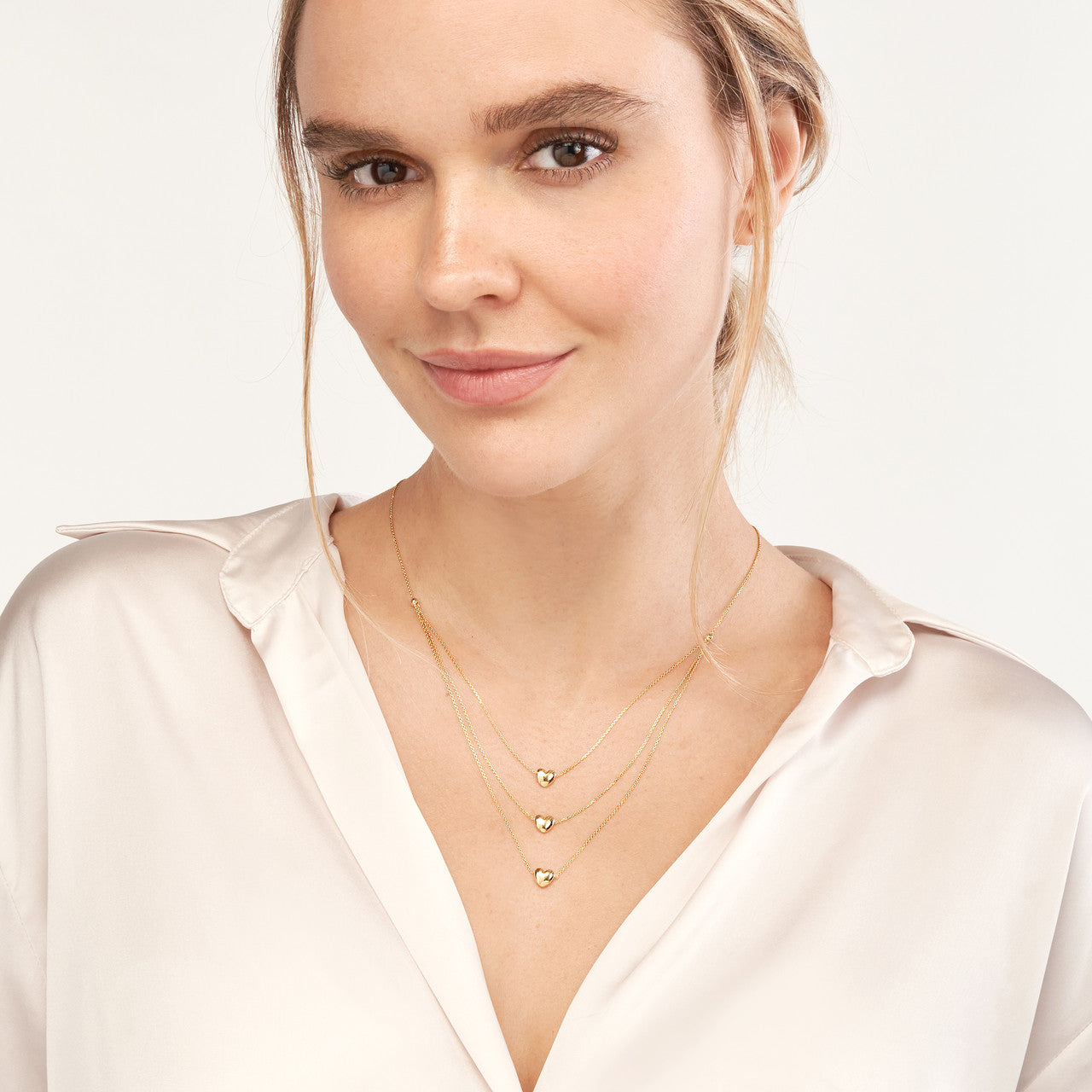 Triple Strand Puffy Heart Necklace 1