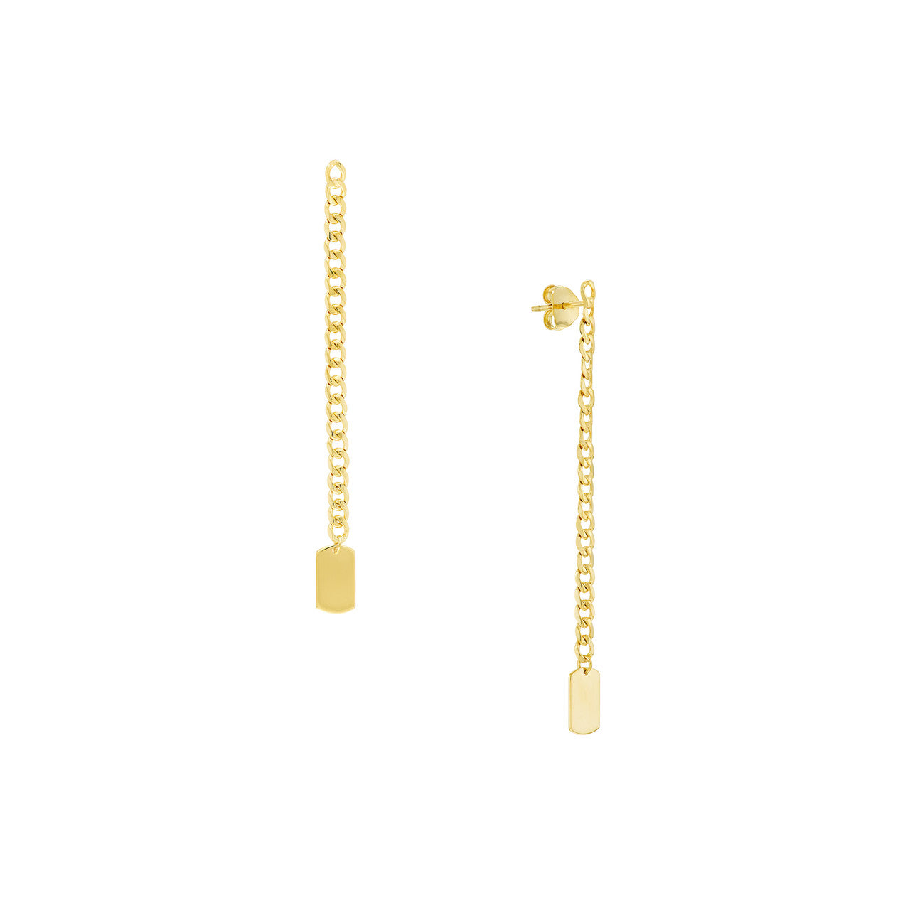 Tag on Curb Chain Drop Earrings