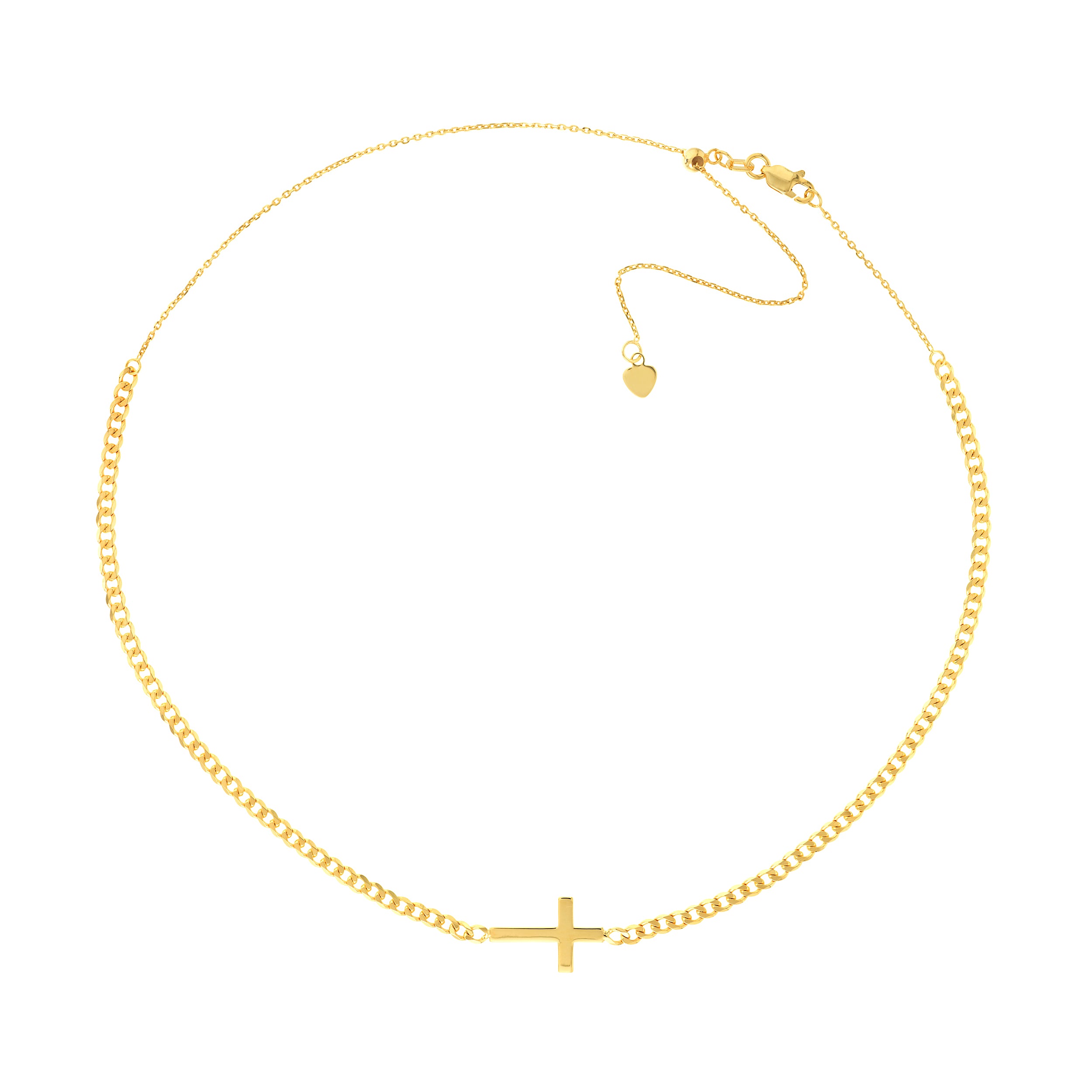 14K gold sideways cross choker