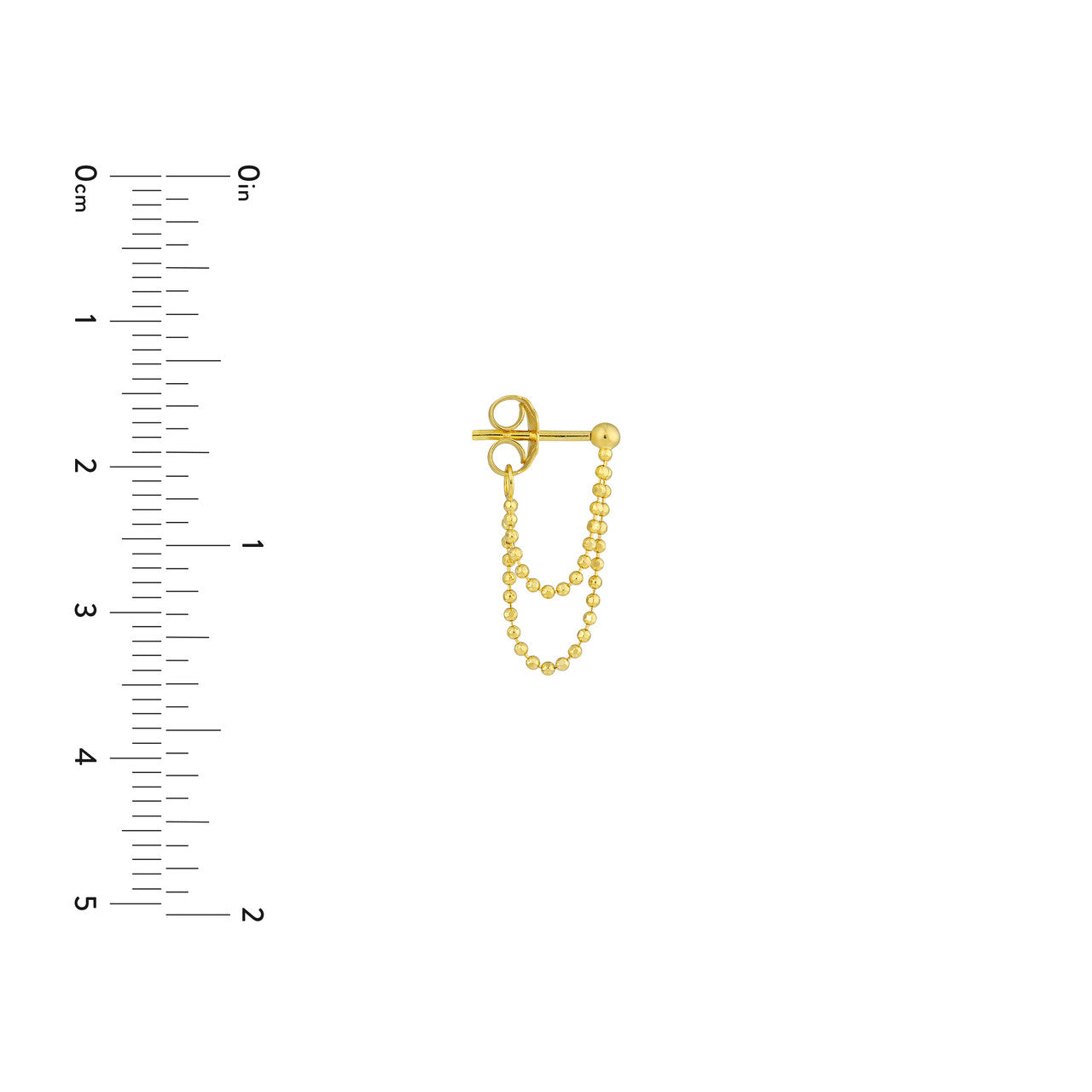 14K gold double chain huggie earrings, additional view