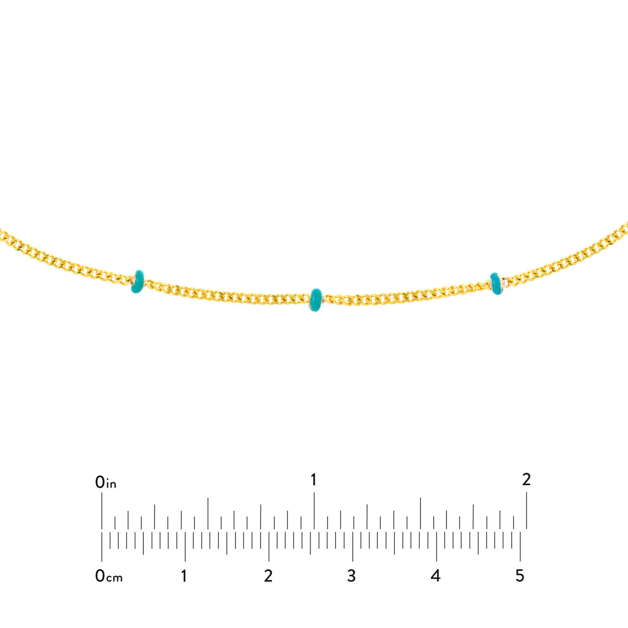14K gold enamel Saturn chain choker, close-up view