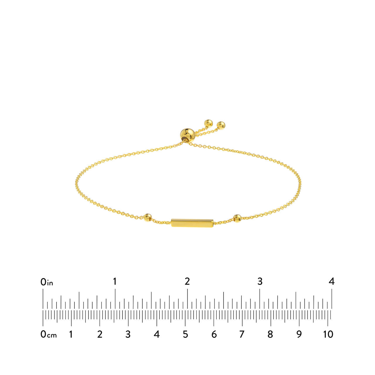 14K gold bar and bead bolo bracelet, alternate view of the sliding closure