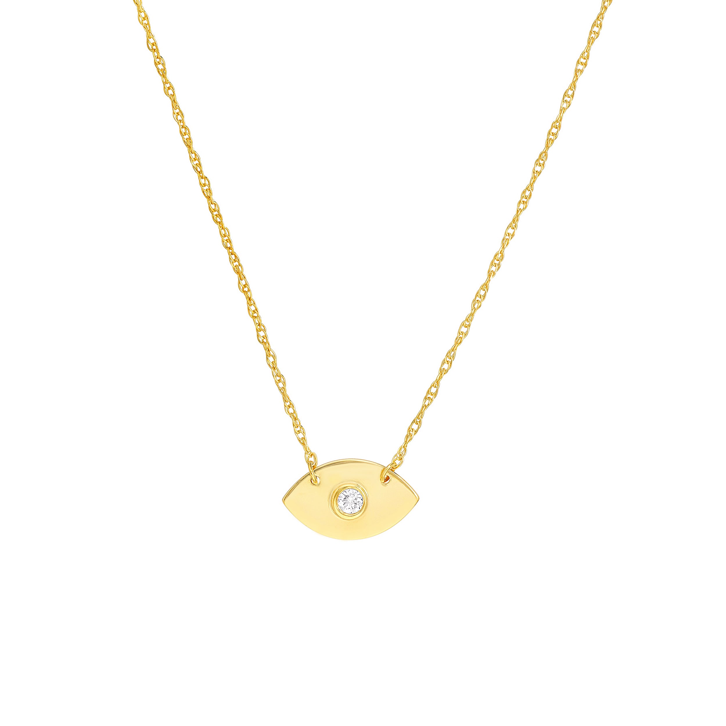 14K gold diamond evil eye necklace