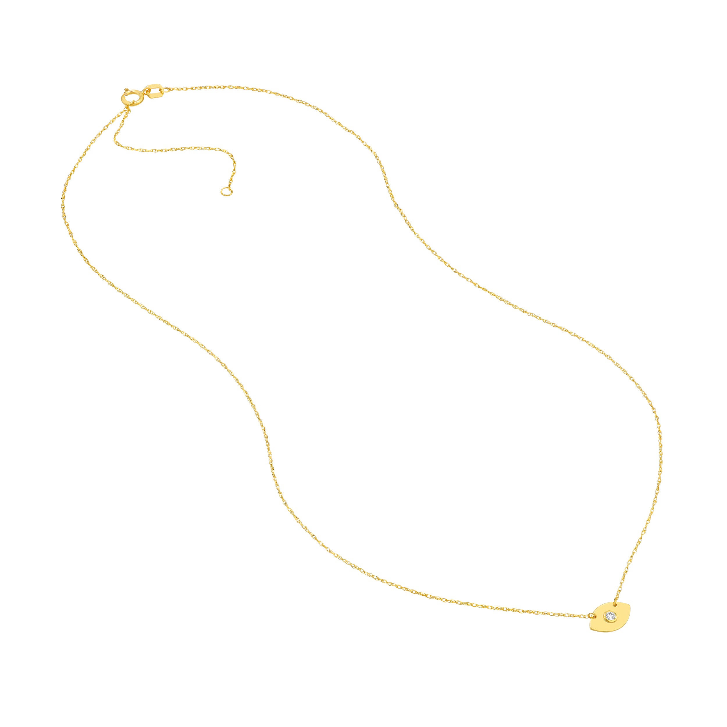 14K gold diamond evil eye necklace, additional view