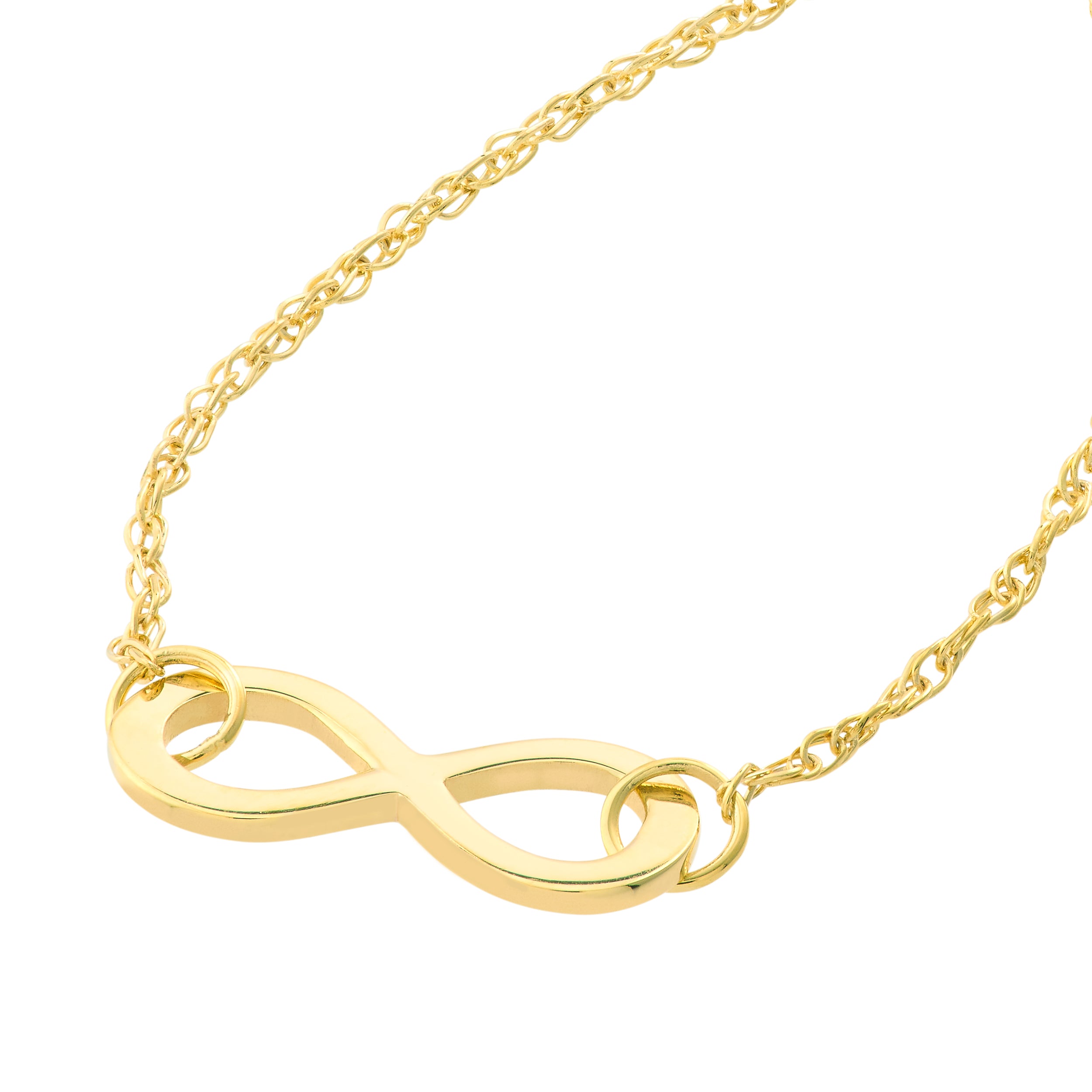 14K gold mini infinity pendant necklace, alternate view