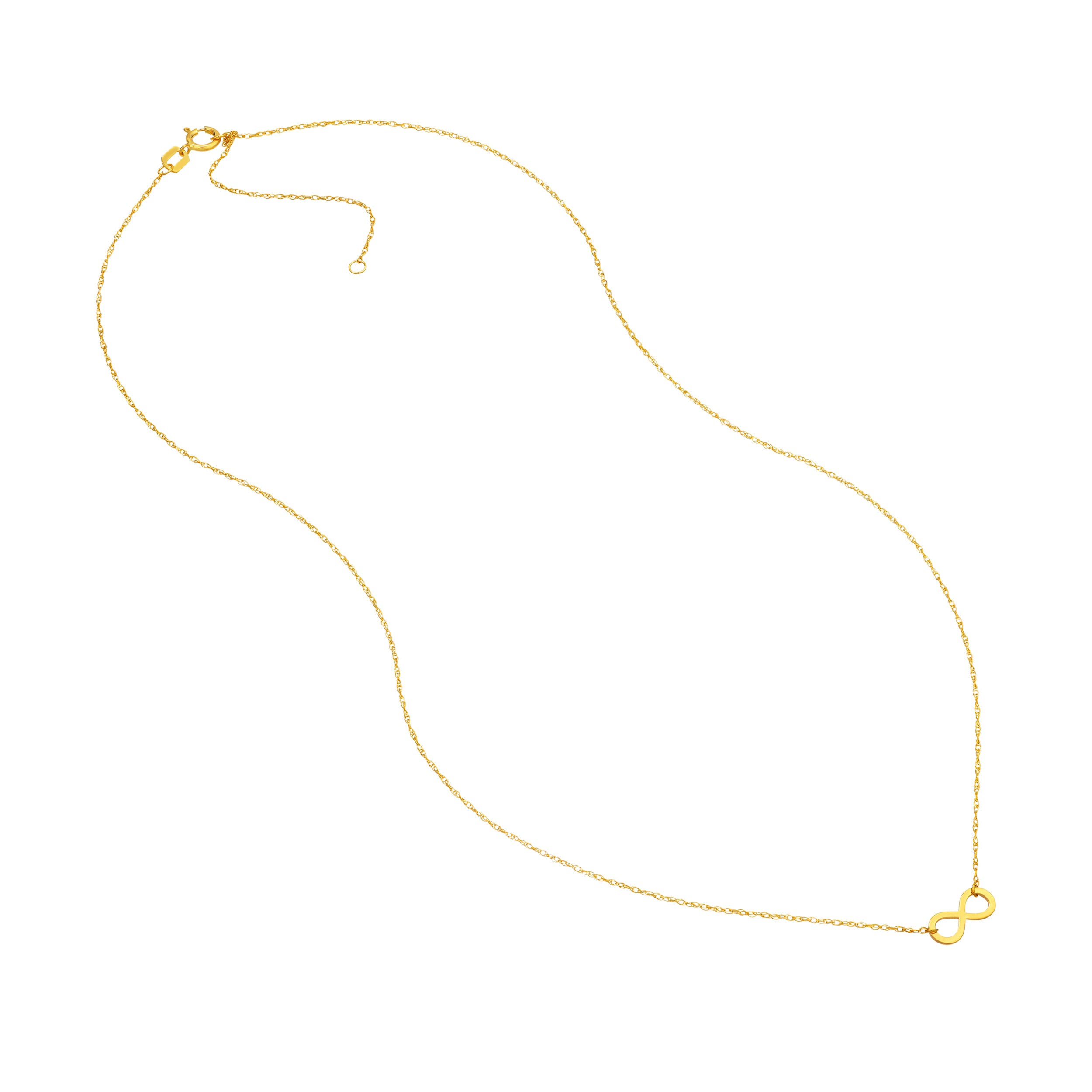 14K gold mini infinity pendant necklace, additional view