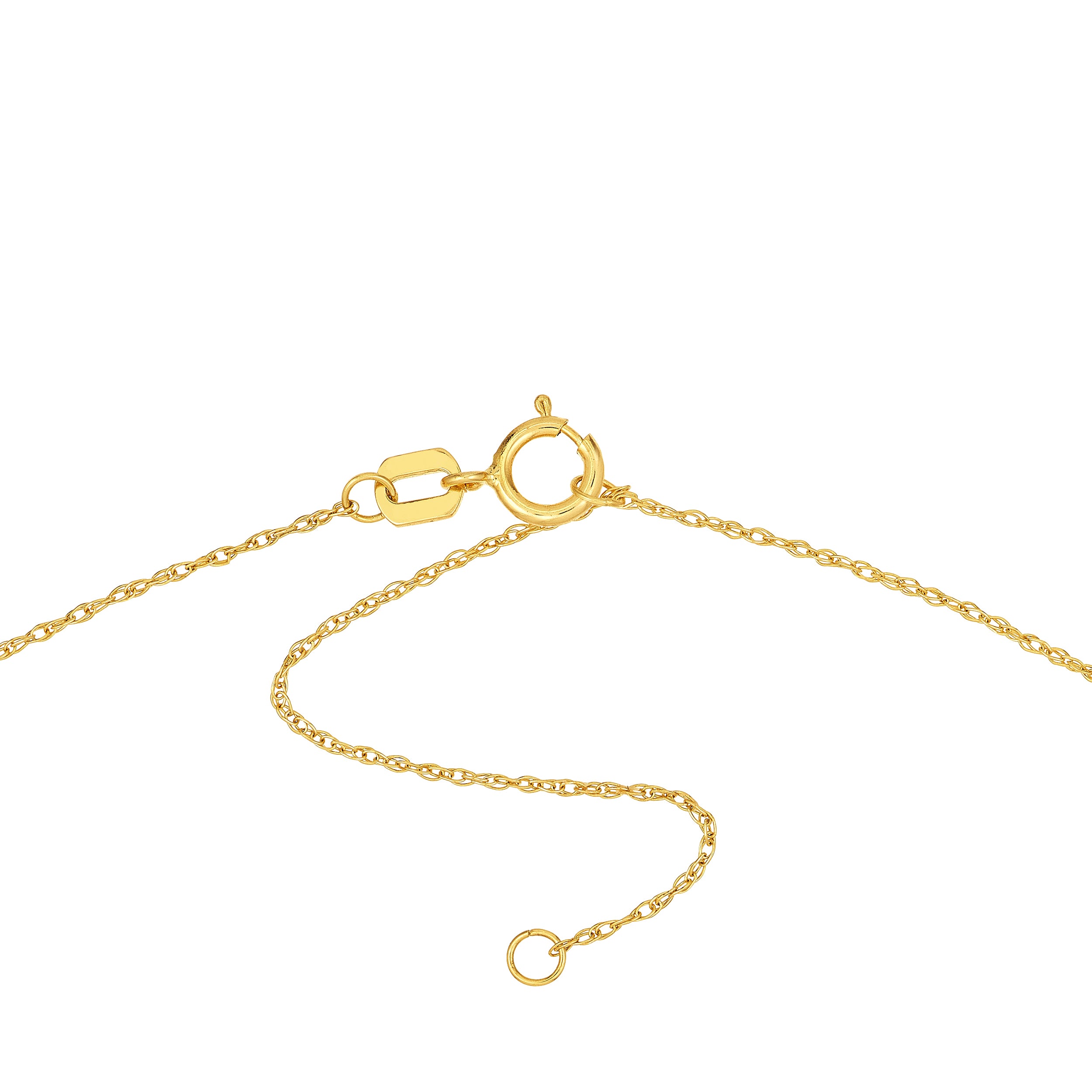 14K gold mini infinity pendant necklace, close-up of the pendant