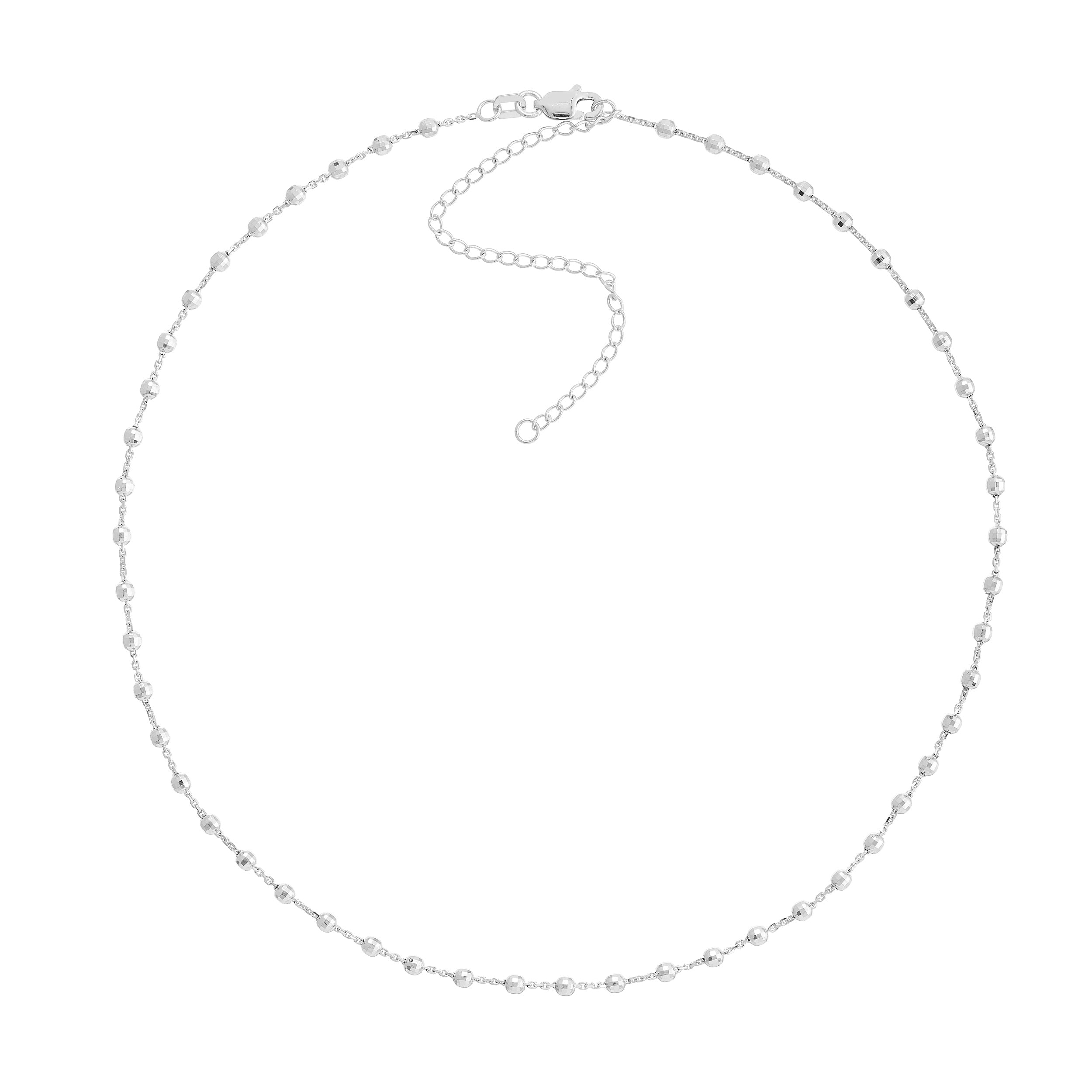 14K gold diamond-cut bead station choker, chain detail