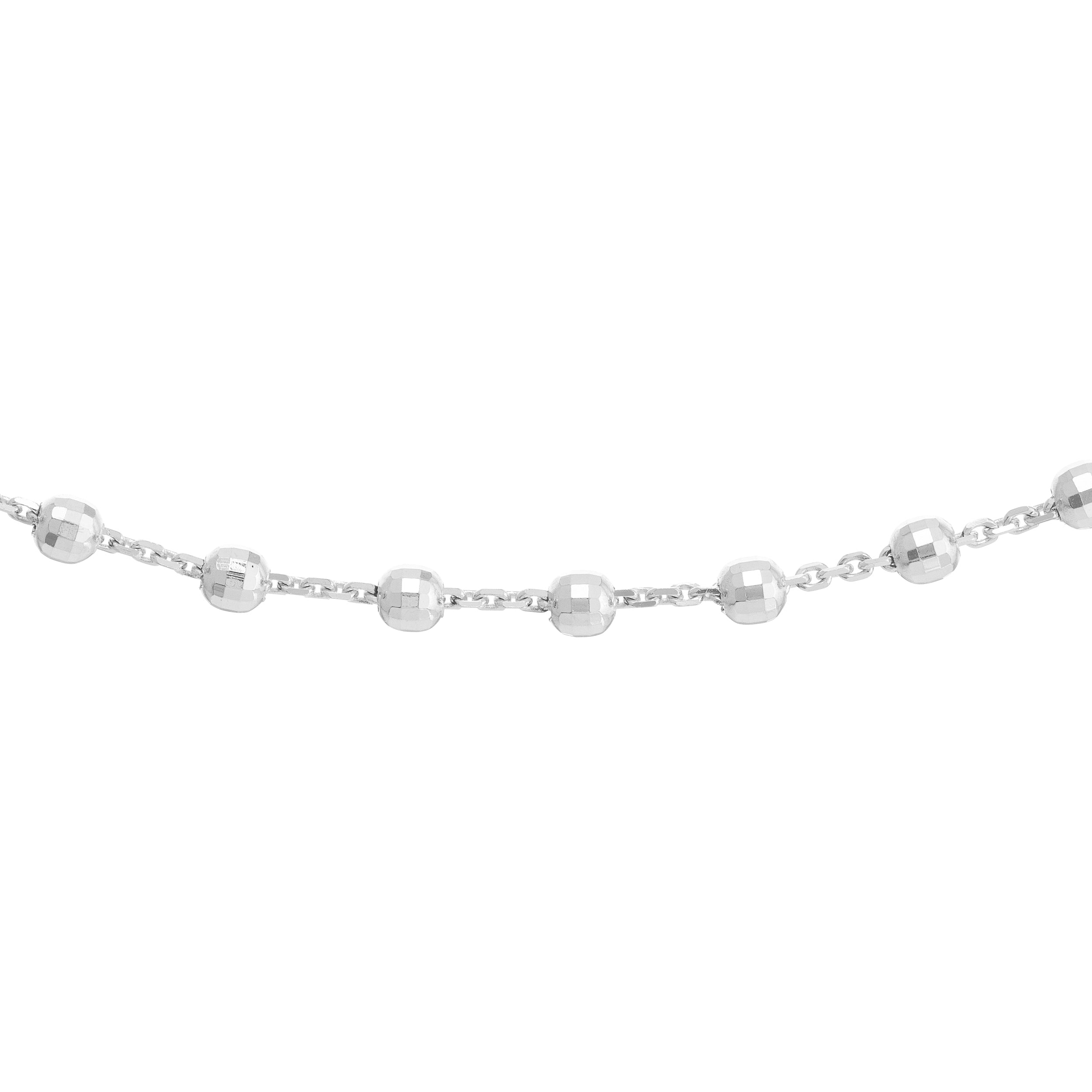 14K gold diamond-cut bead station choker, side view