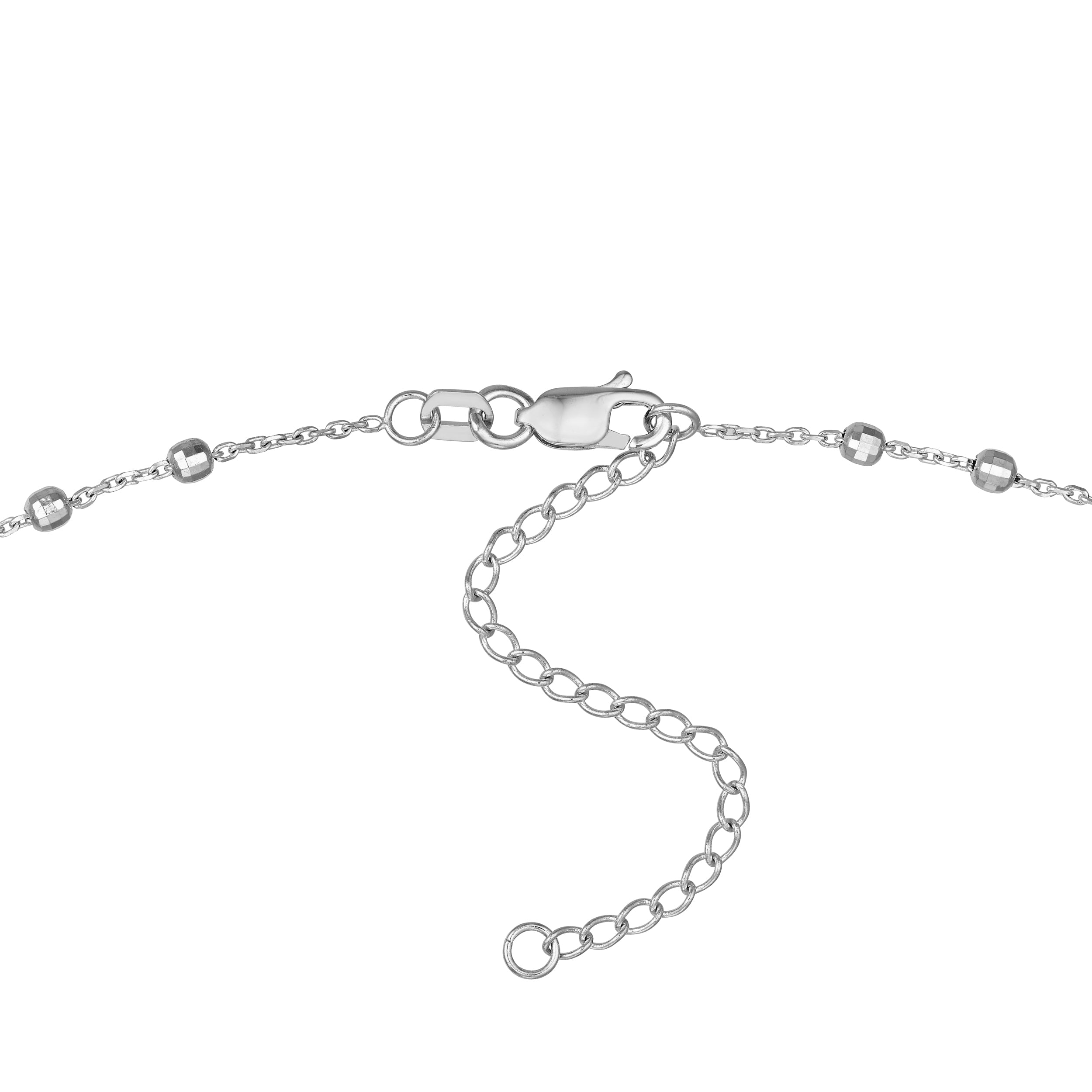 14K gold diamond-cut bead station choker, front view