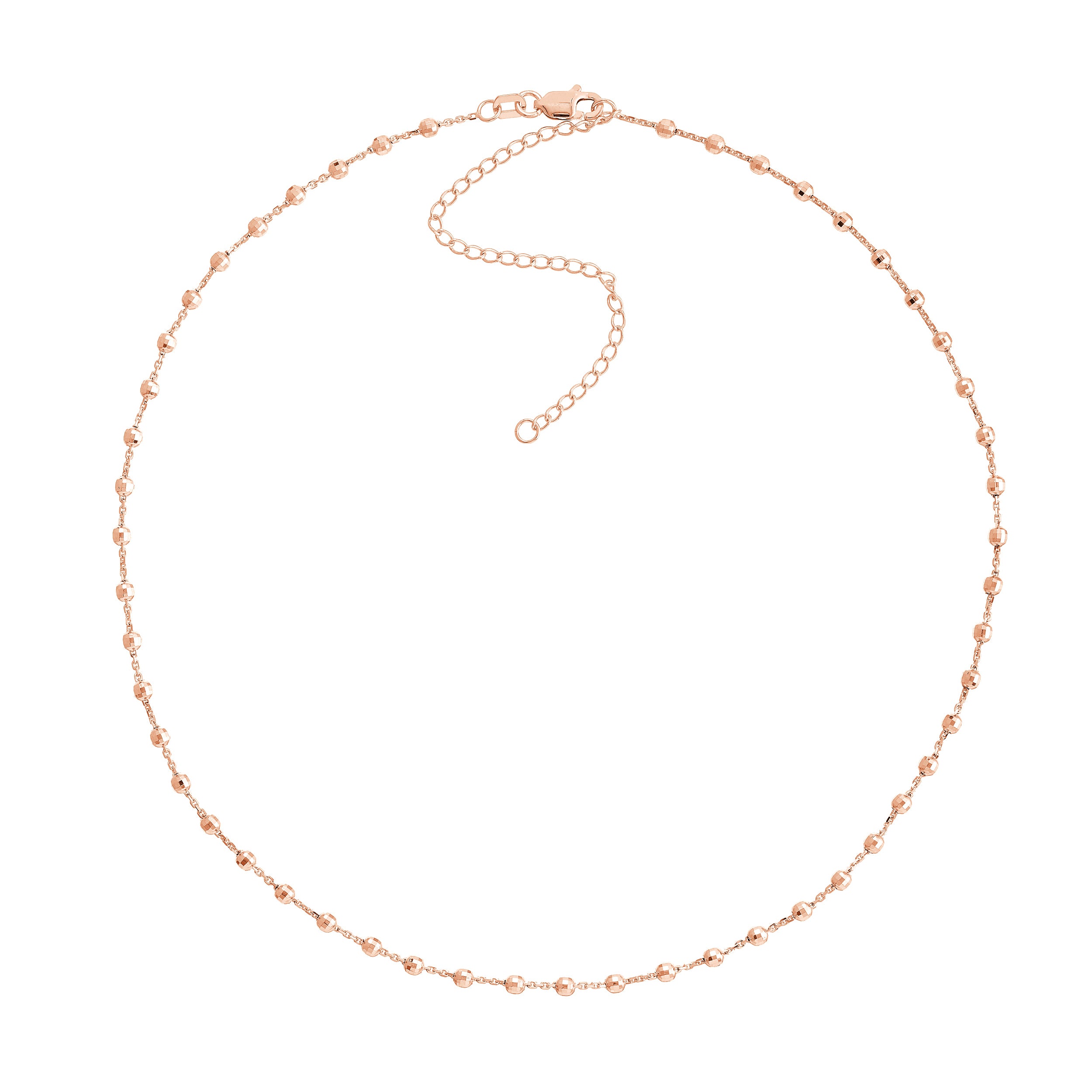 14K gold diamond-cut bead station choker, second alternate view