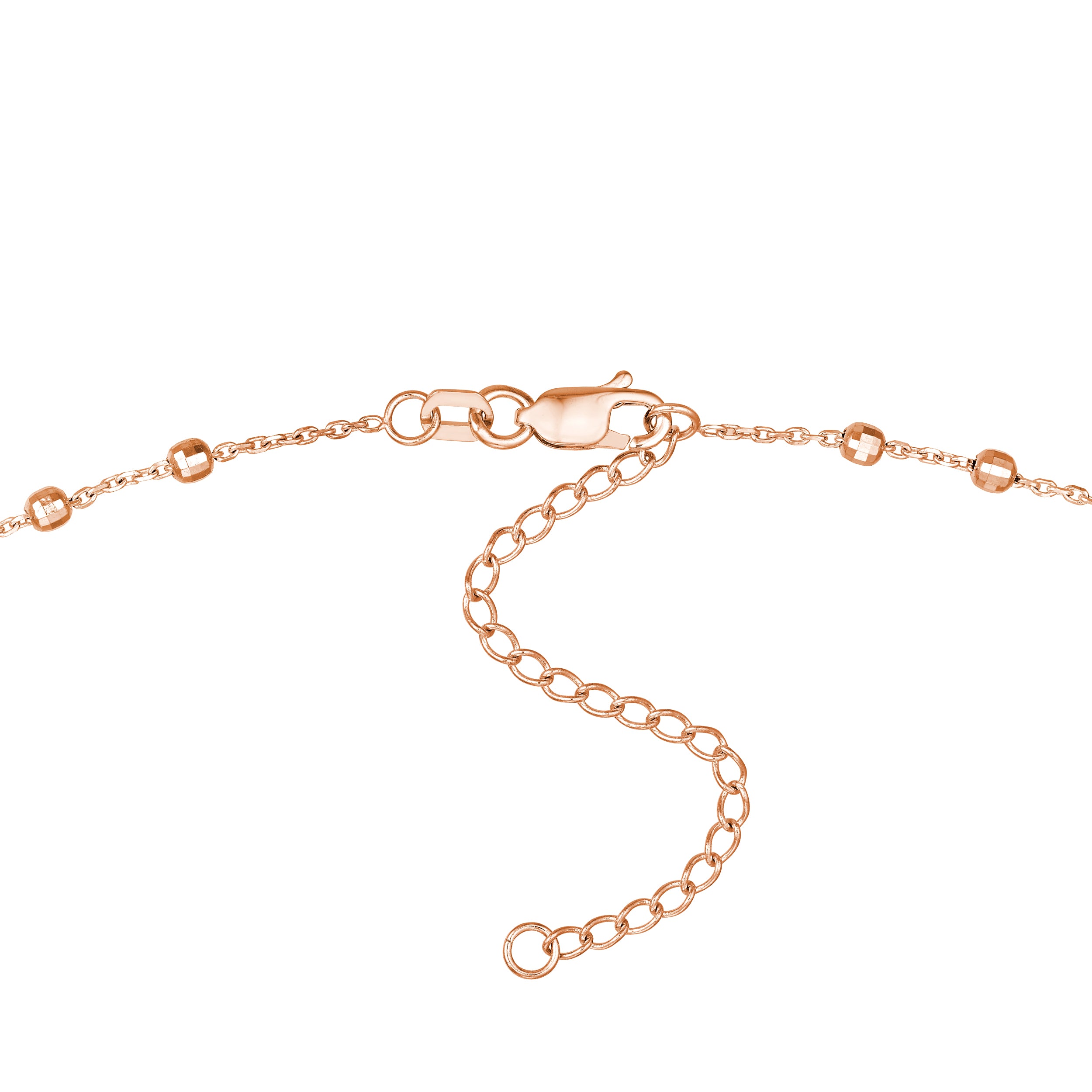 14K gold diamond-cut bead station choker, second detail view