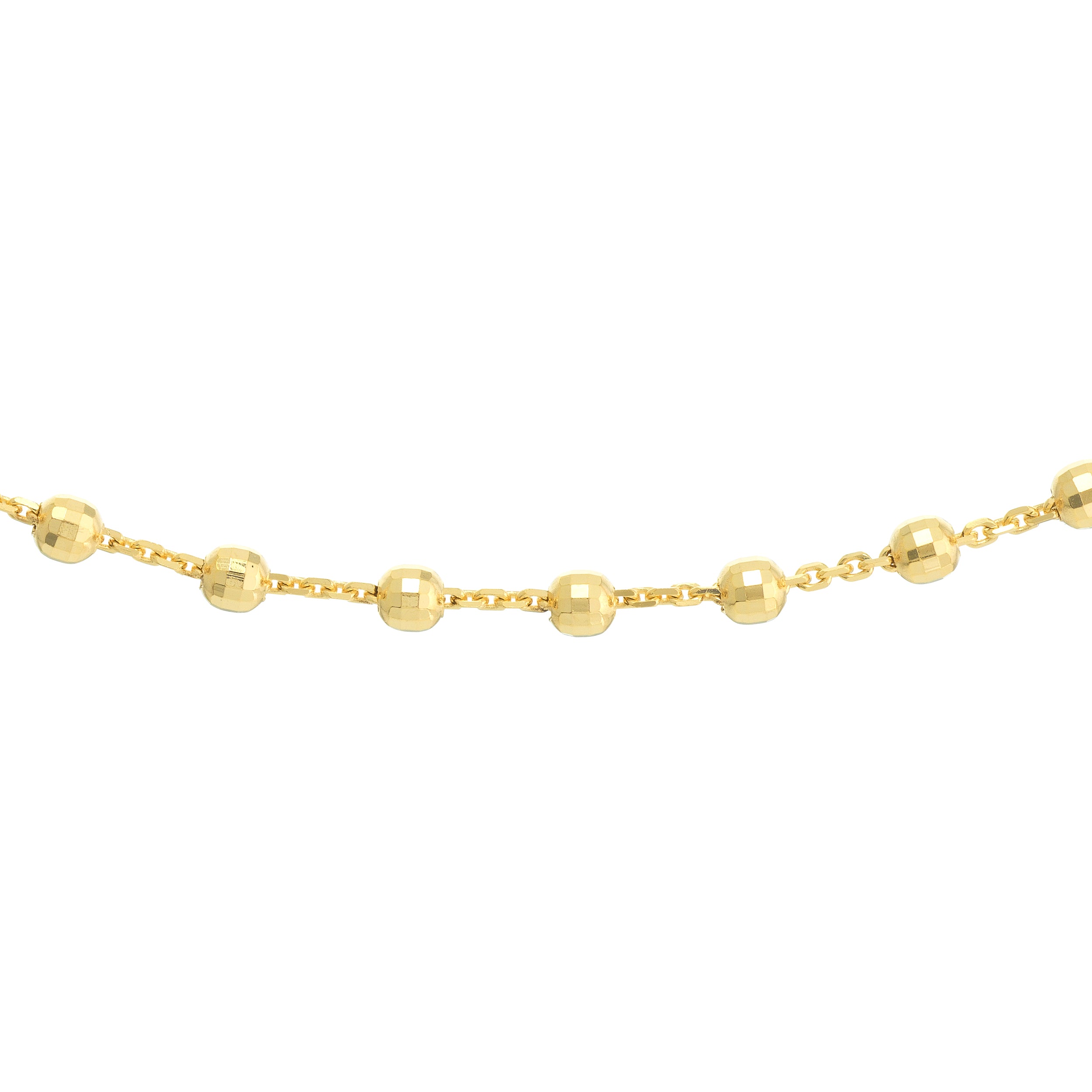 14K gold diamond-cut bead station choker, detail view