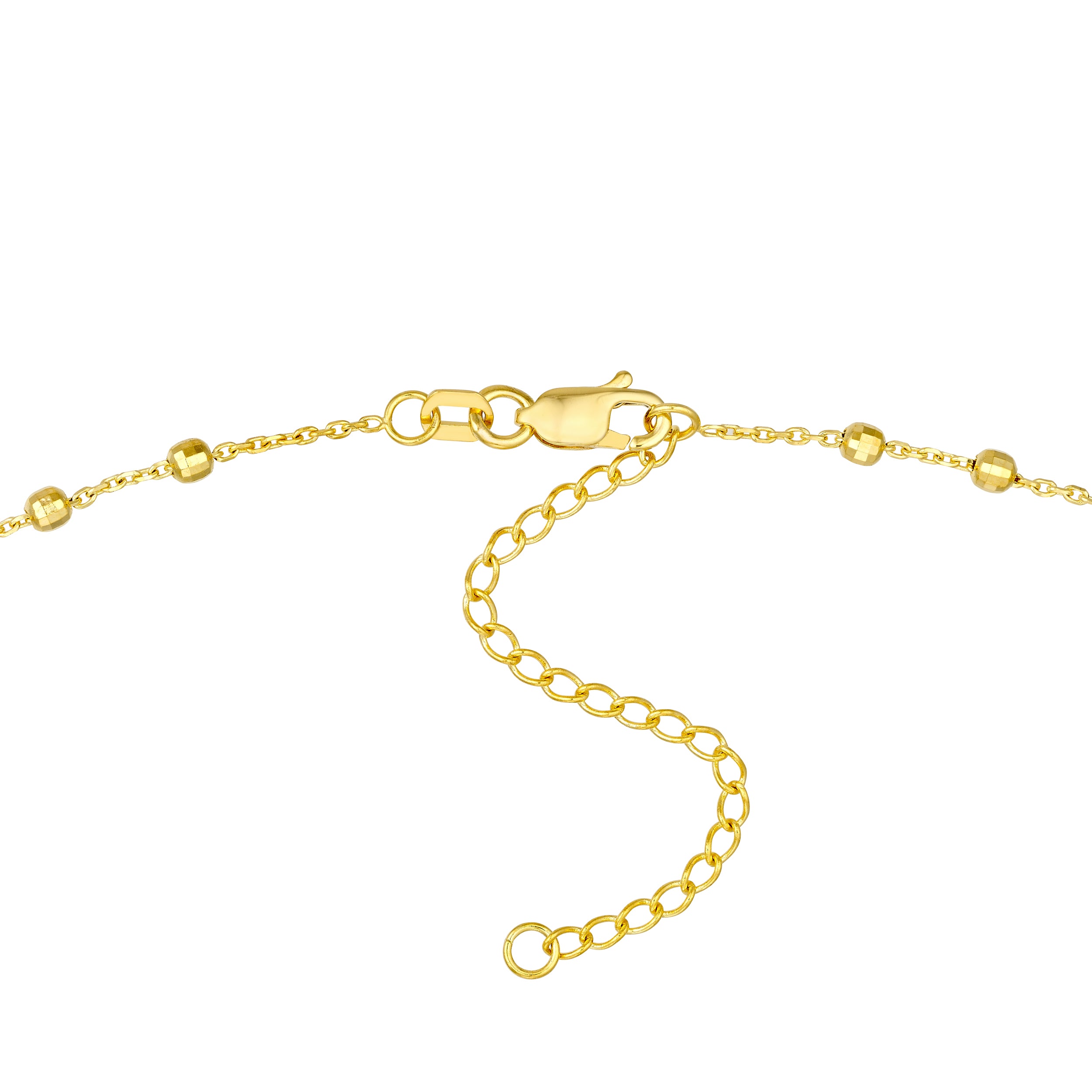 14K gold diamond-cut bead station choker, alternate view