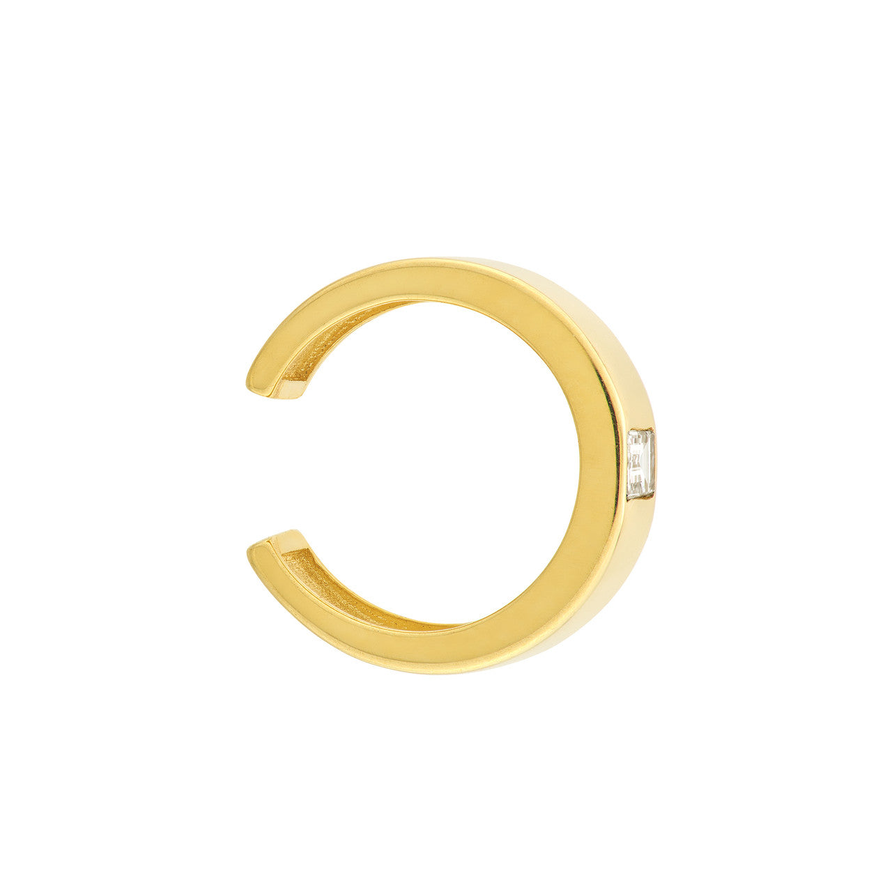 14K gold baguette diamond ear cuff with intricate detailing