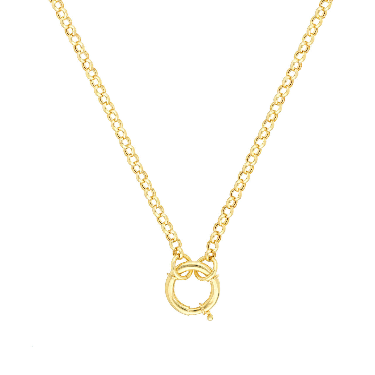 3.75mm 14K gold hollow rolo chain necklace with a smooth polished finish