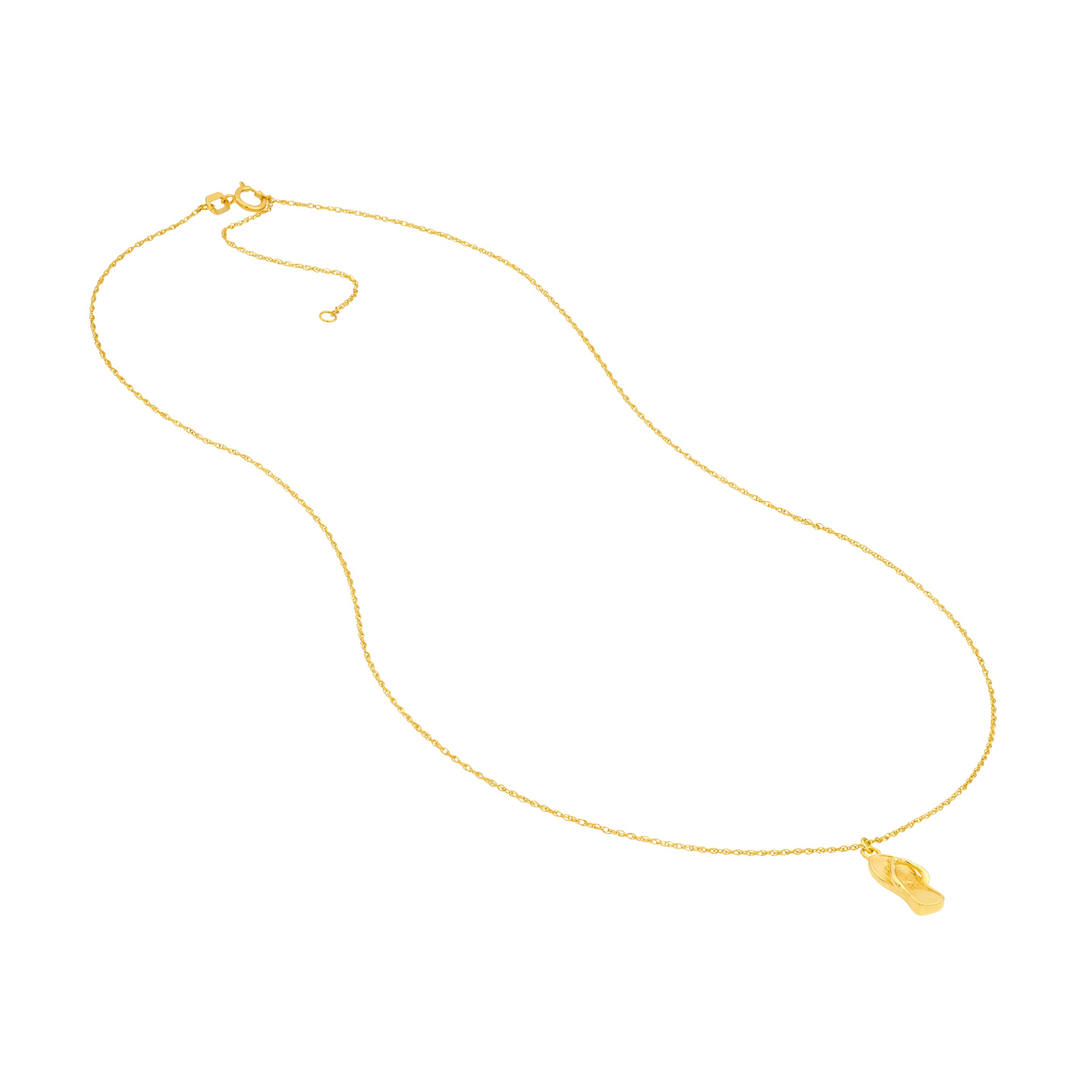 14K gold flip flop pendant necklace, additional view