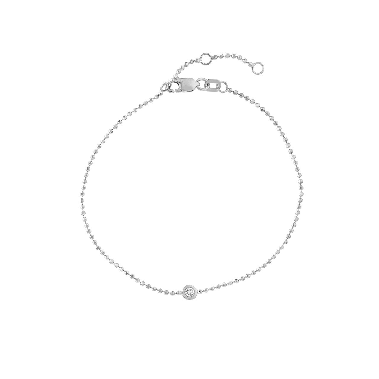 14K gold diamond dot beaded chain bracelet, everyday design