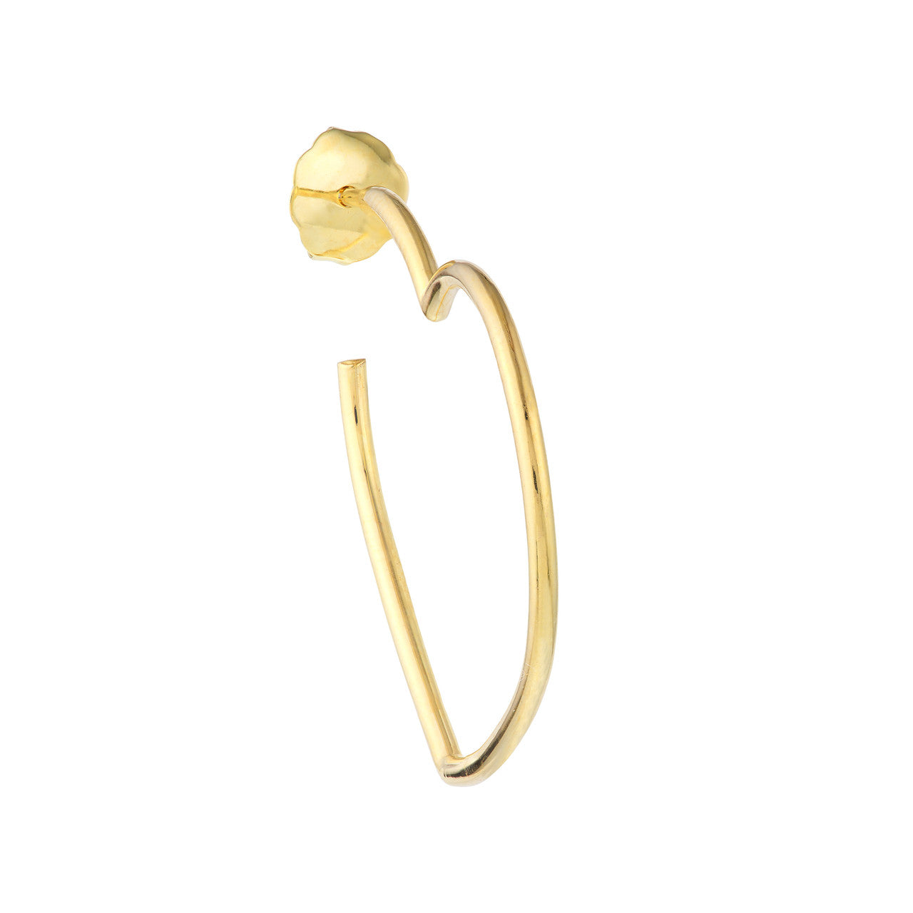 Simple tilted open heart hoop earrings in silver by My Store, showcasing a modern and elegant design.